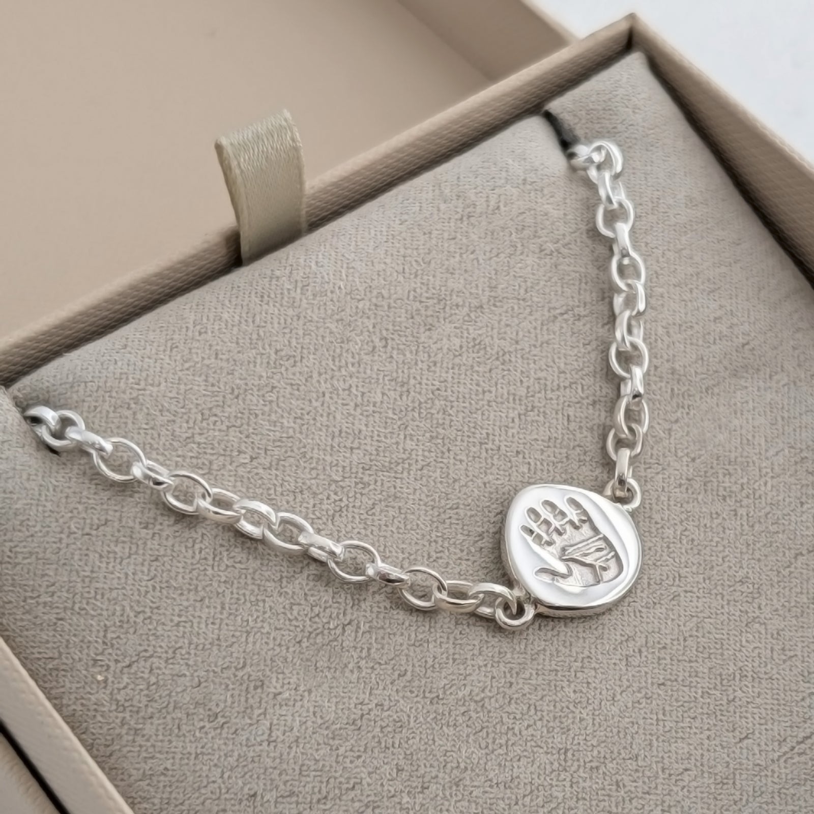 HANDPRINT or FOOTPRINT PEBBLE CHARM BRACELET