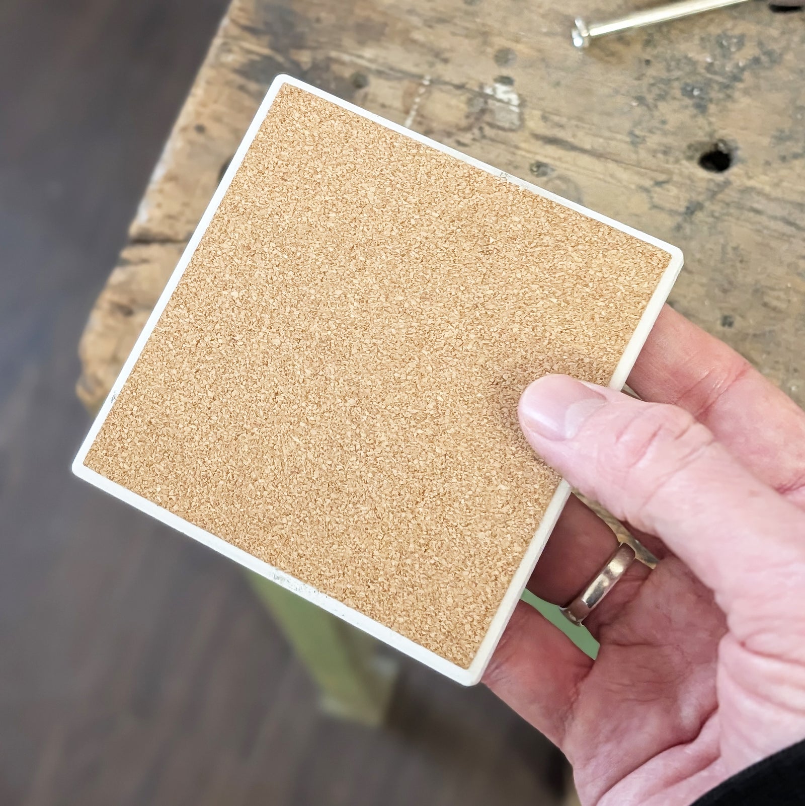 VINTAGE PERSONALISED HAND OR FOOTPRINT CERAMIC TILE COASTER