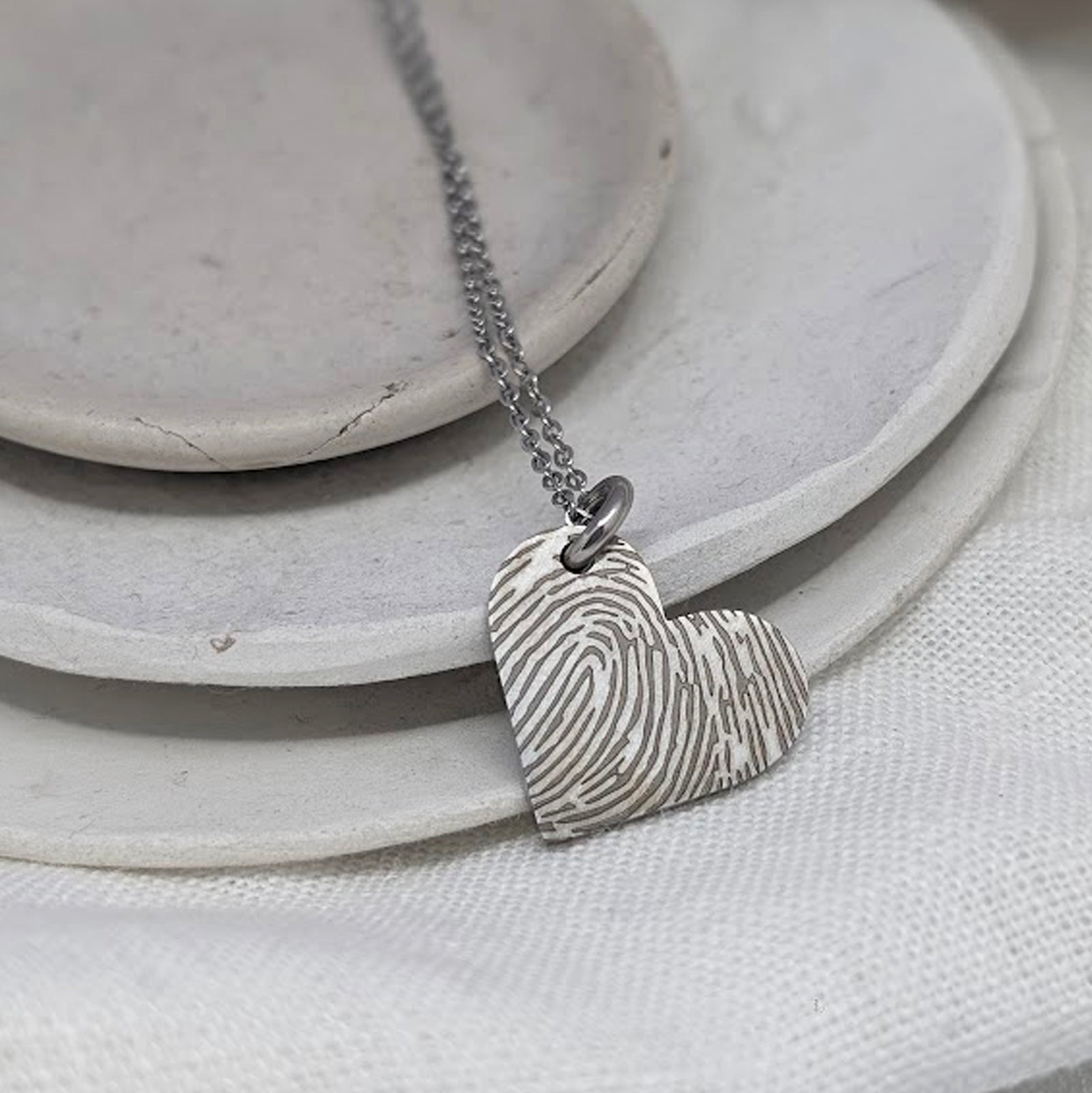 FINGERPRINT STEEL HEART NECKLACE