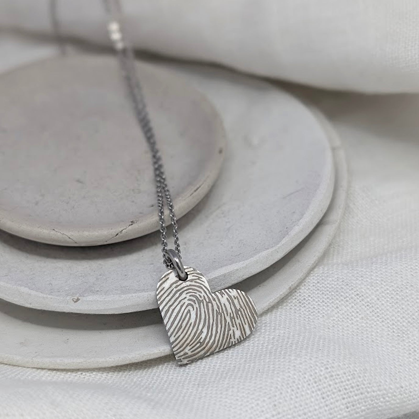 FINGERPRINT STEEL HEART NECKLACE