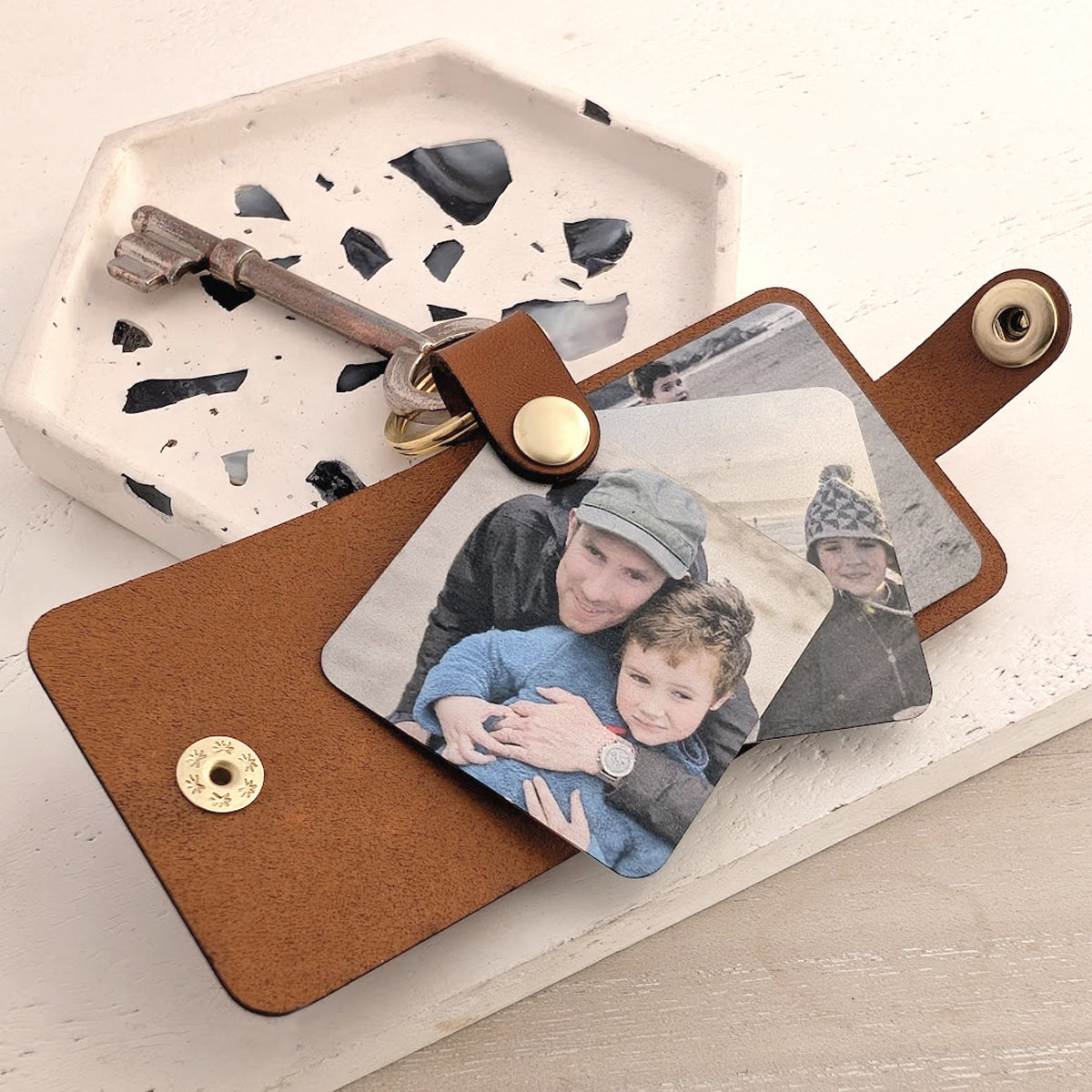 Personalised Photo Book Leather Keyring