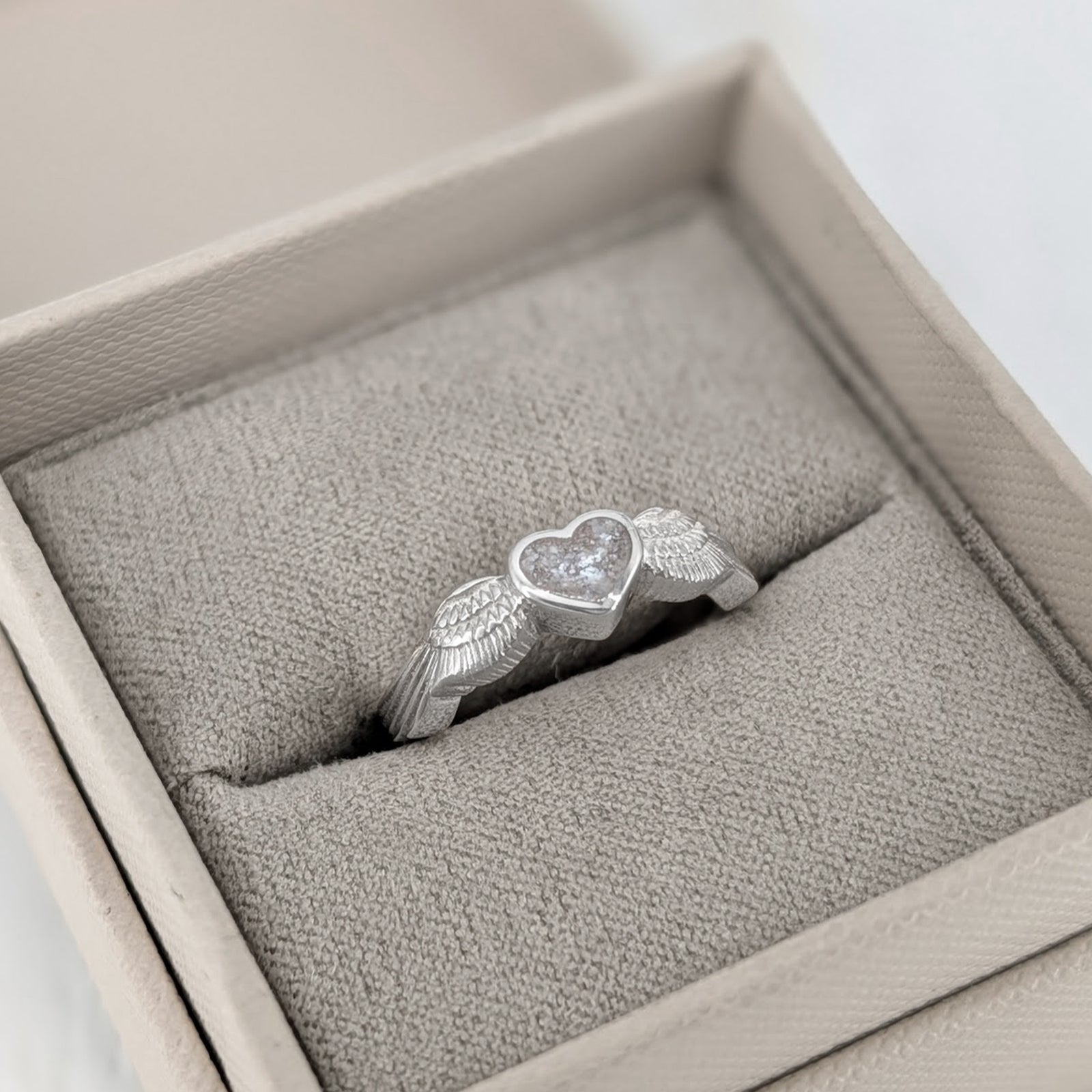 Sterling silver angel remembrance jewelllery - ring with ashes