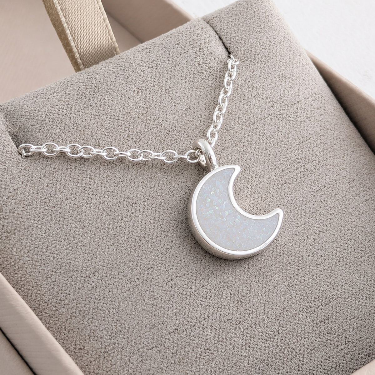 Cremation Ashes Moon Charm Necklace