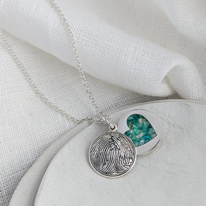 Fingerprint Memorial Ashes Necklace | Cremation Ash Jewellery - Hold ...