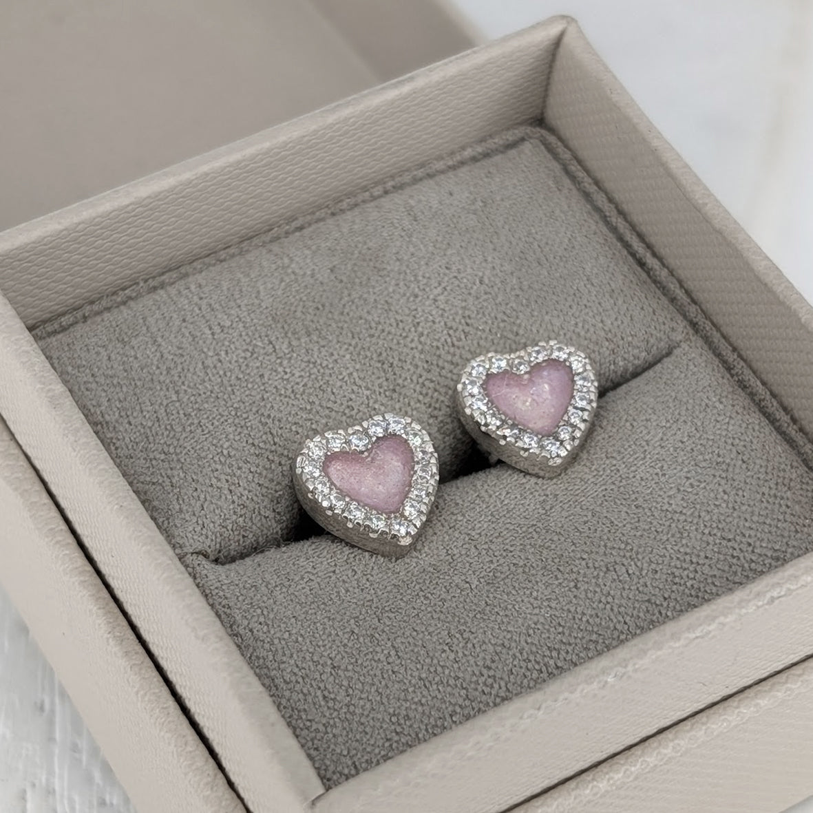 MEMORIAL ASHES HALO HEART STUD EARRINGS