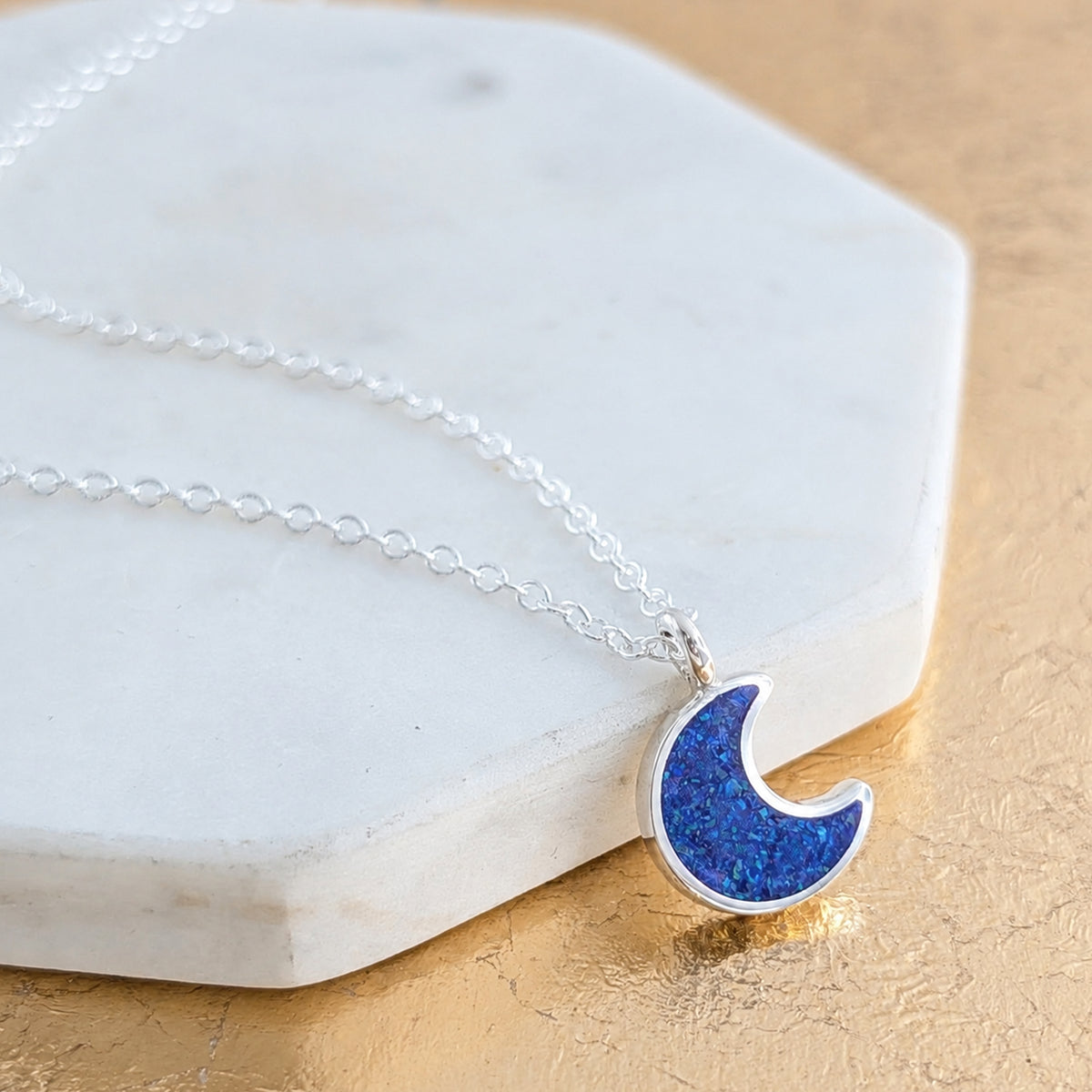 Crescent Moon Memorial Ashes Necklace
