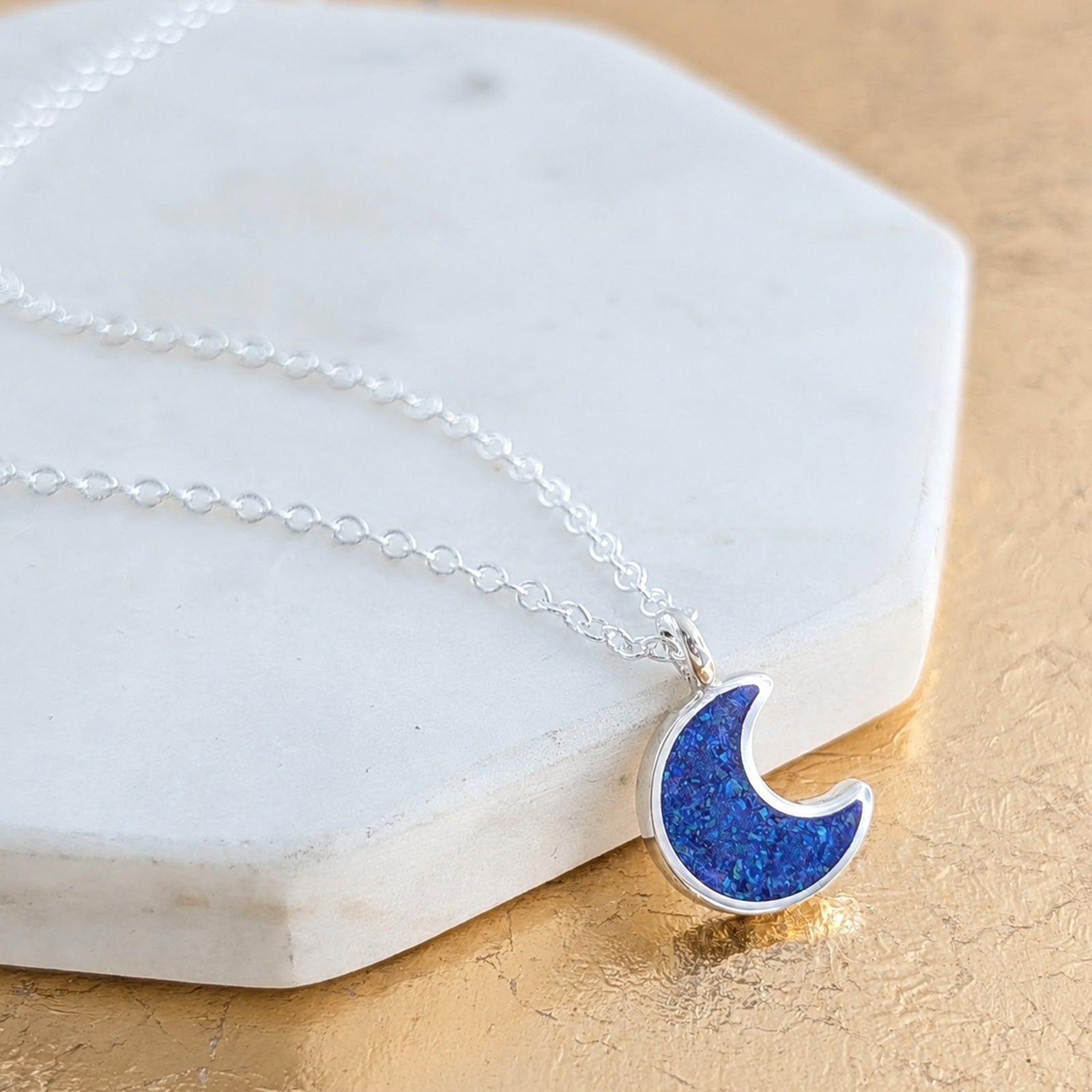 Crescent Moon Memorial Ashes Necklace