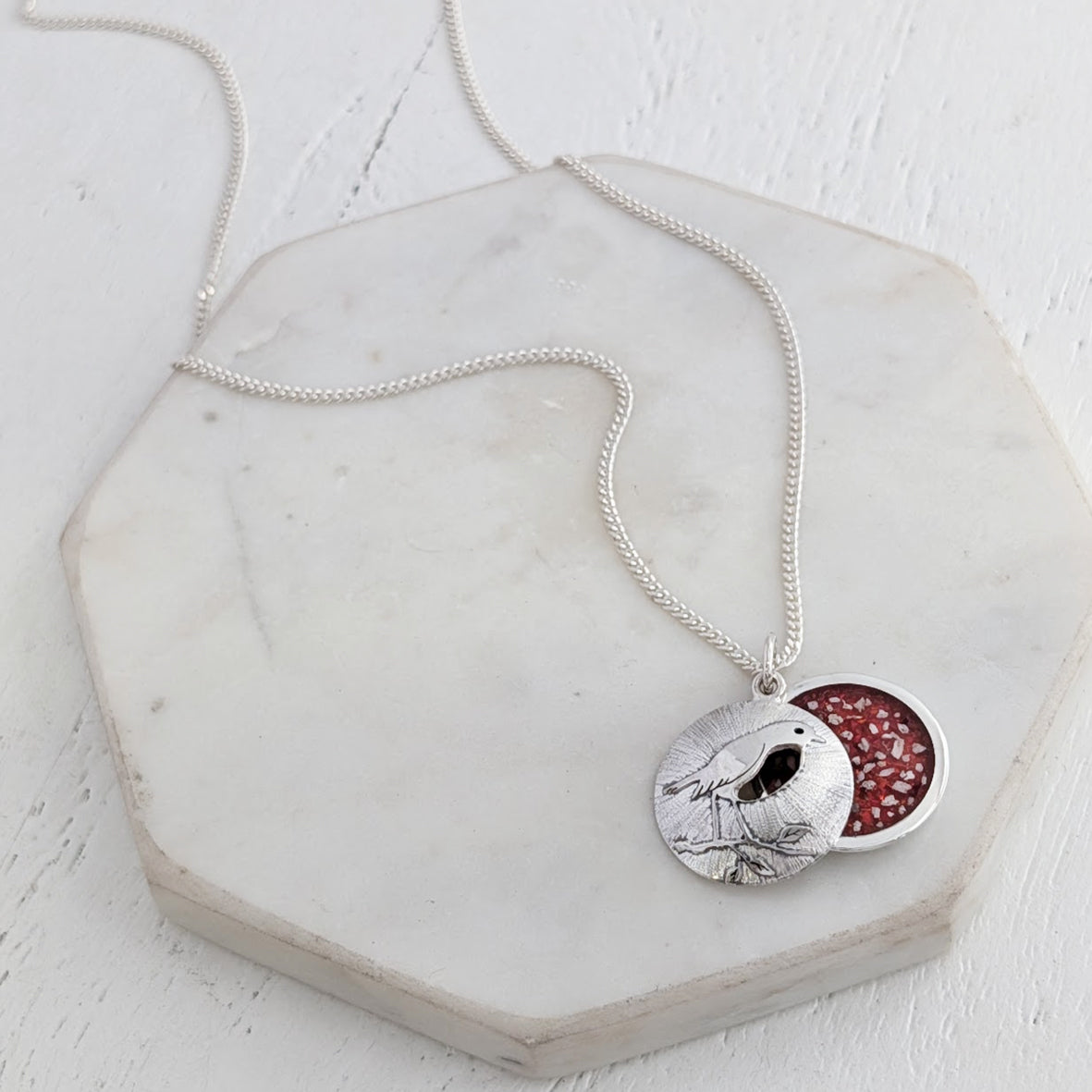 Robins appear when loved ones are near cremation ashes memorial necklace
