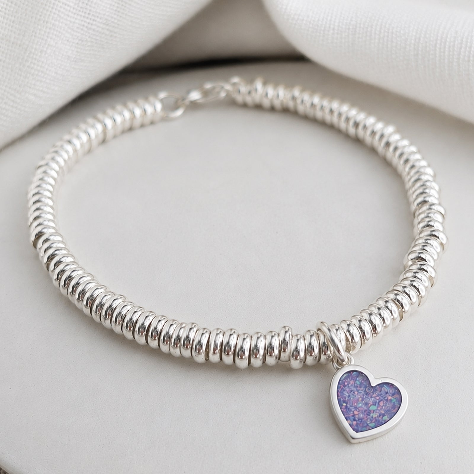 Memorial Ashes Heart Charm and Sweetie Bracelet