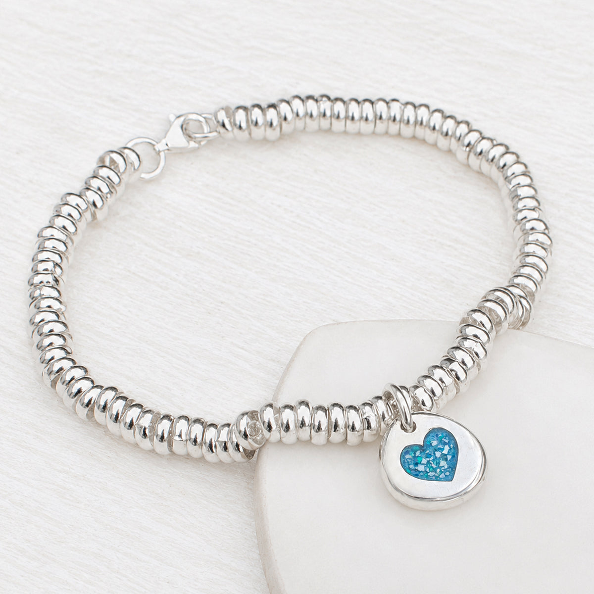 Cremation Ashes Memorial Jewellery | Nugget Heart Ashes Charm Sweetie Bracelet