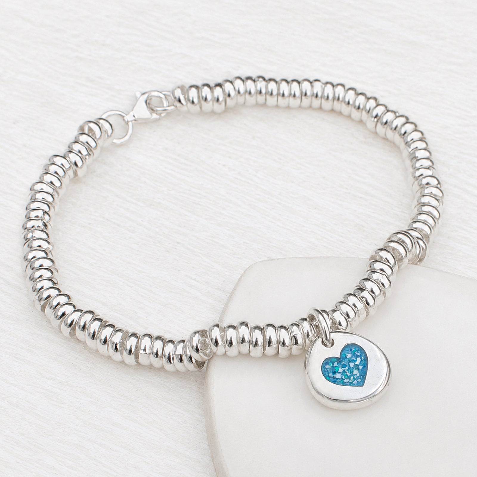 Cremation Ashes Memorial Jewellery | Nugget Heart Ashes Charm Sweetie Bracelet