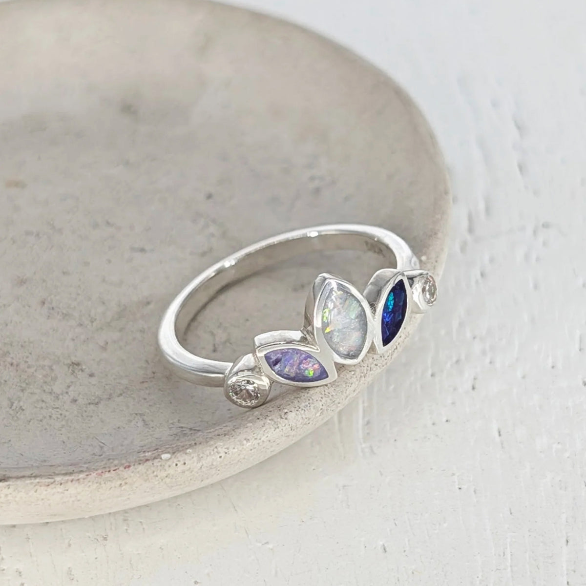 Sterling silver memorial ring for a loved one’s cremation ashes with marquise design