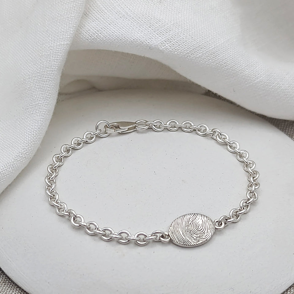 Memorial Fingerprint Heart Charm Bracelet