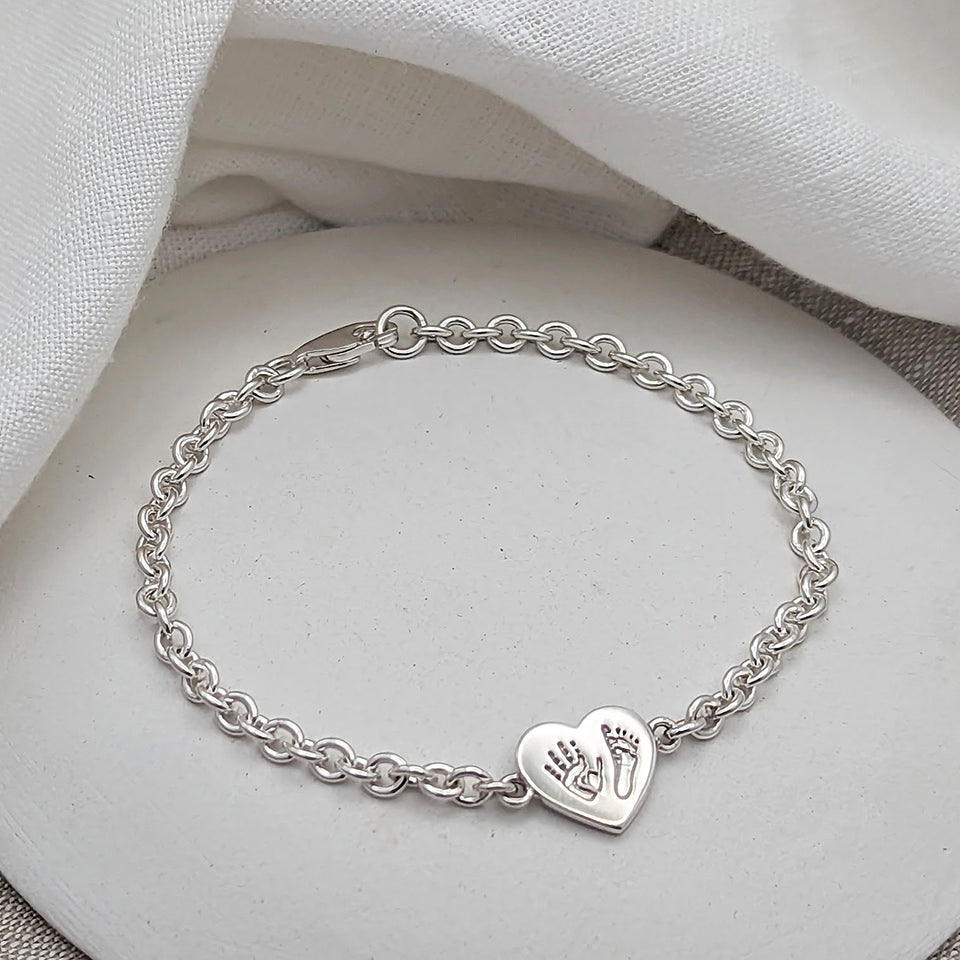 Baby Handprint Footprint Charm Bracelet | New Mum Jewellery