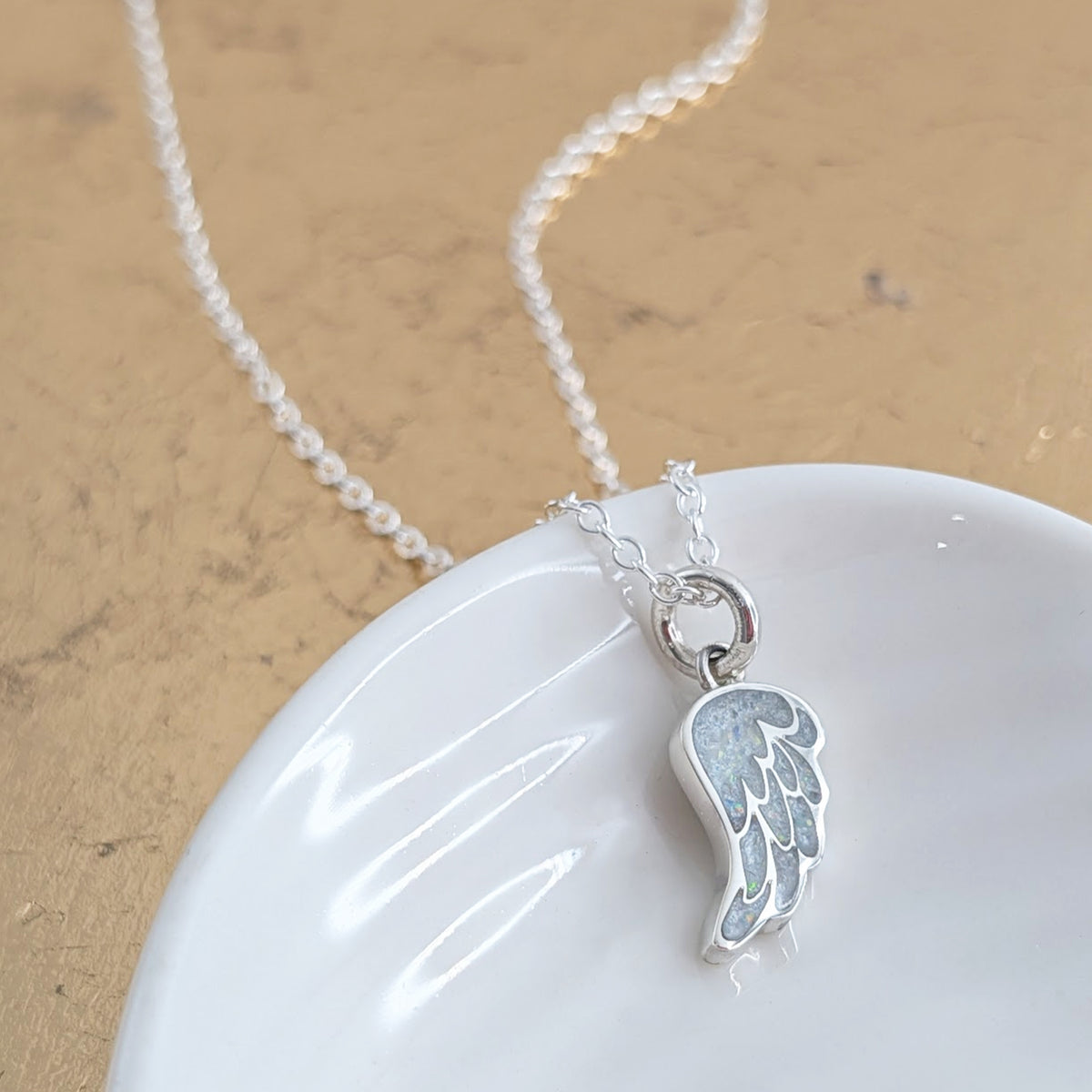 Angel Wing Memorial Ashes Charm - Handmde in the UK