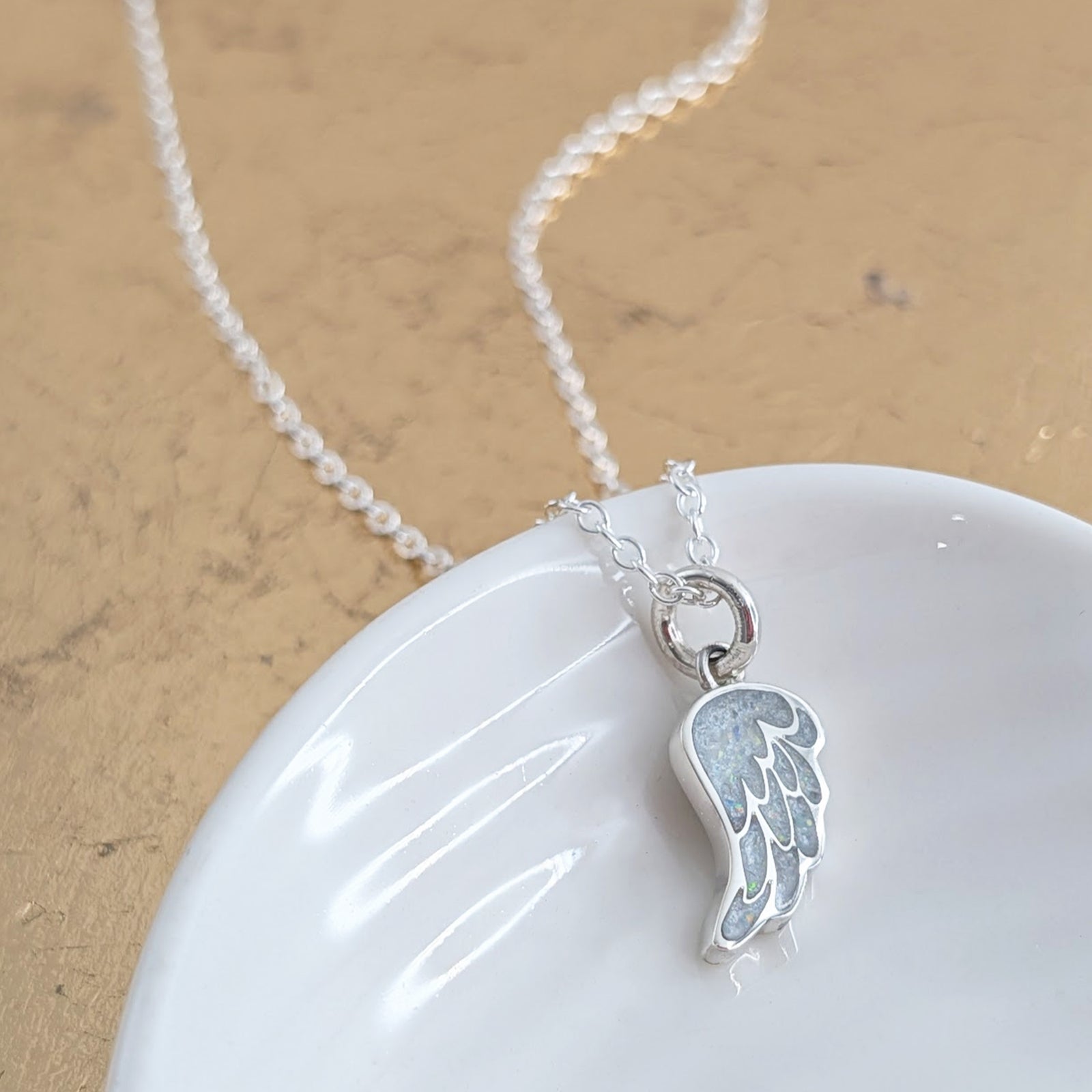 Angel Wing Memorial Ashes Charm - Handmde in the UK