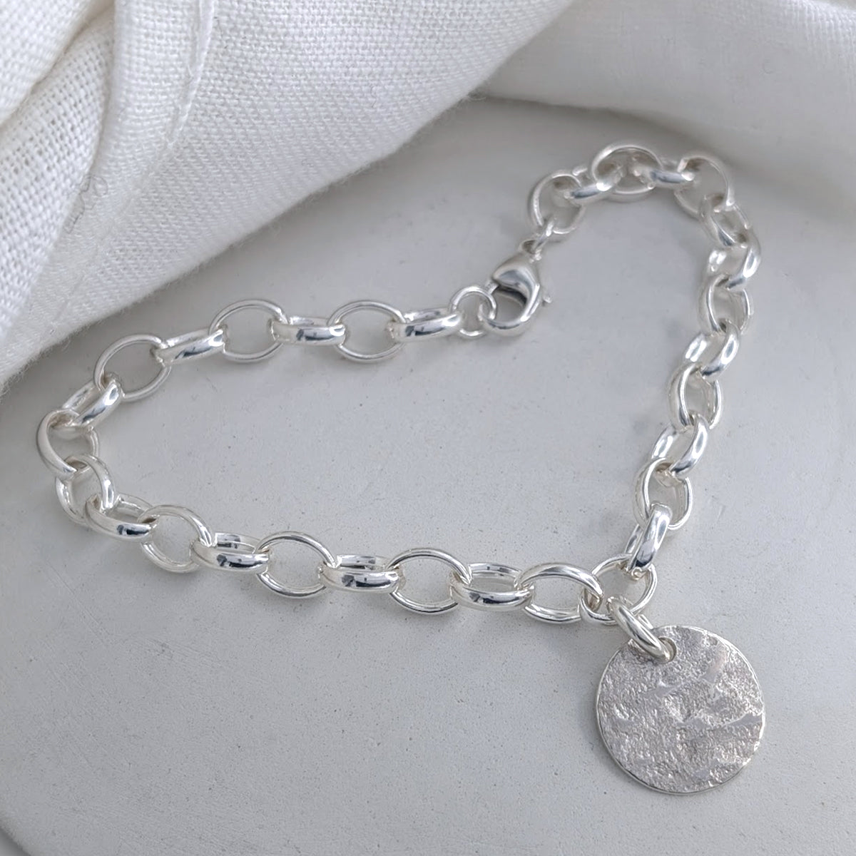 Memorial Ashes Imprint Disc Charm Bracelet