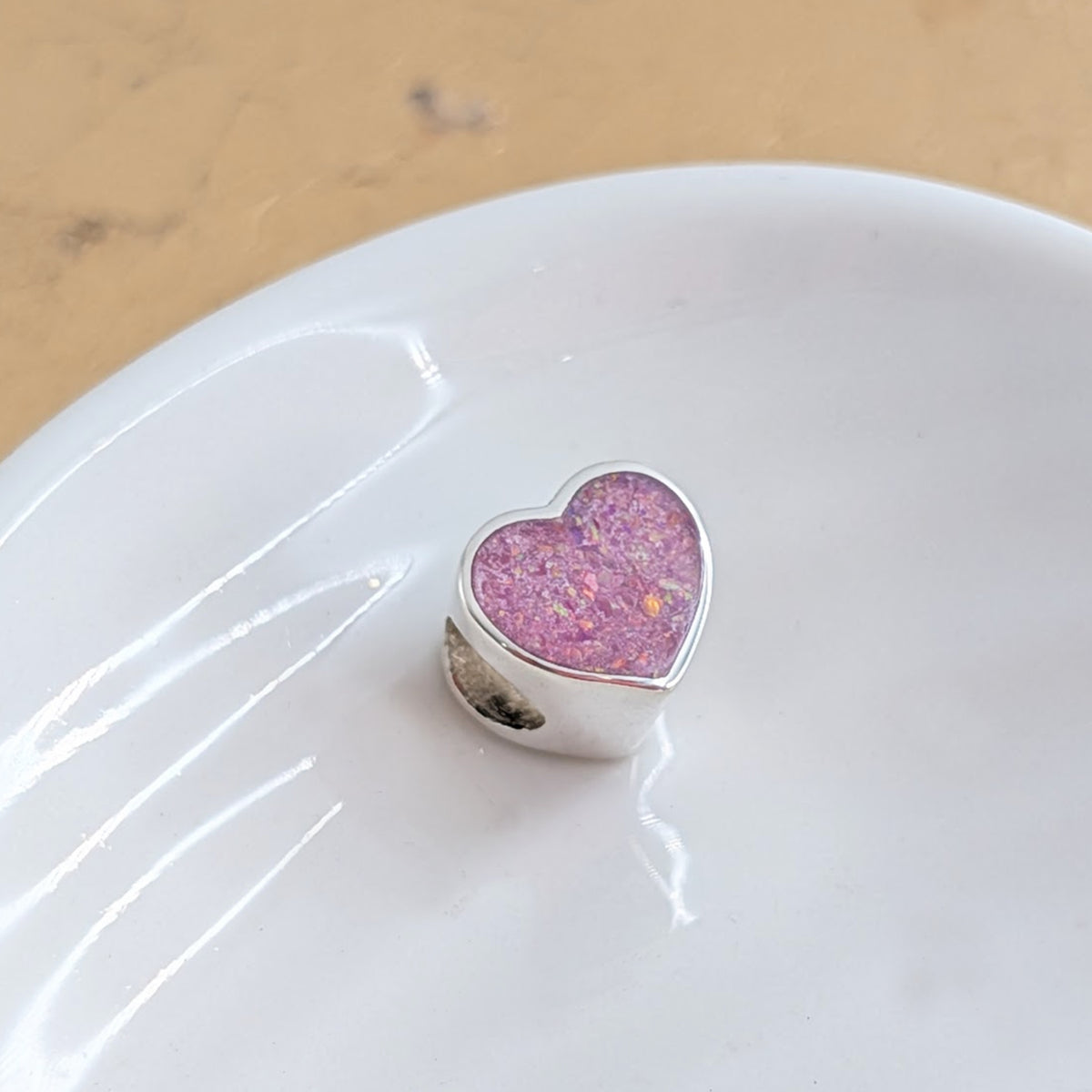 Ashes Heart Charm Bead for Charm Bracelet