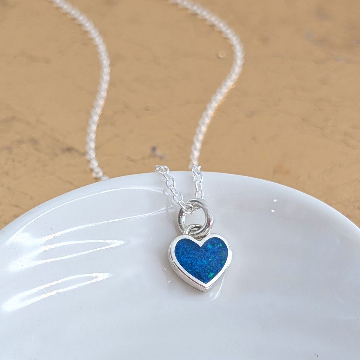 Memorial Ashes Silver Heart Charm - handmade in the UK