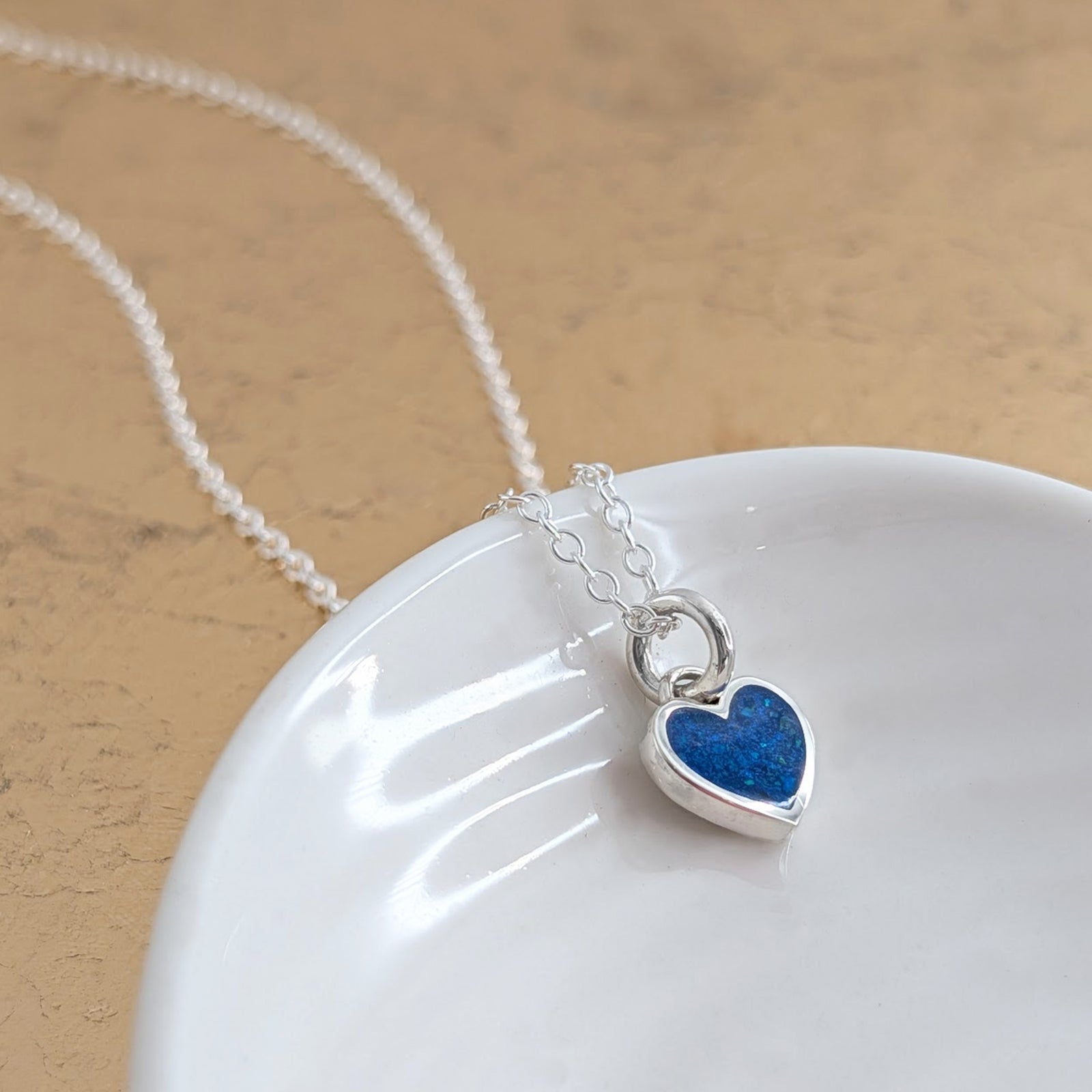 Memorial Ashes Silver Heart Charm - handmade in the UK