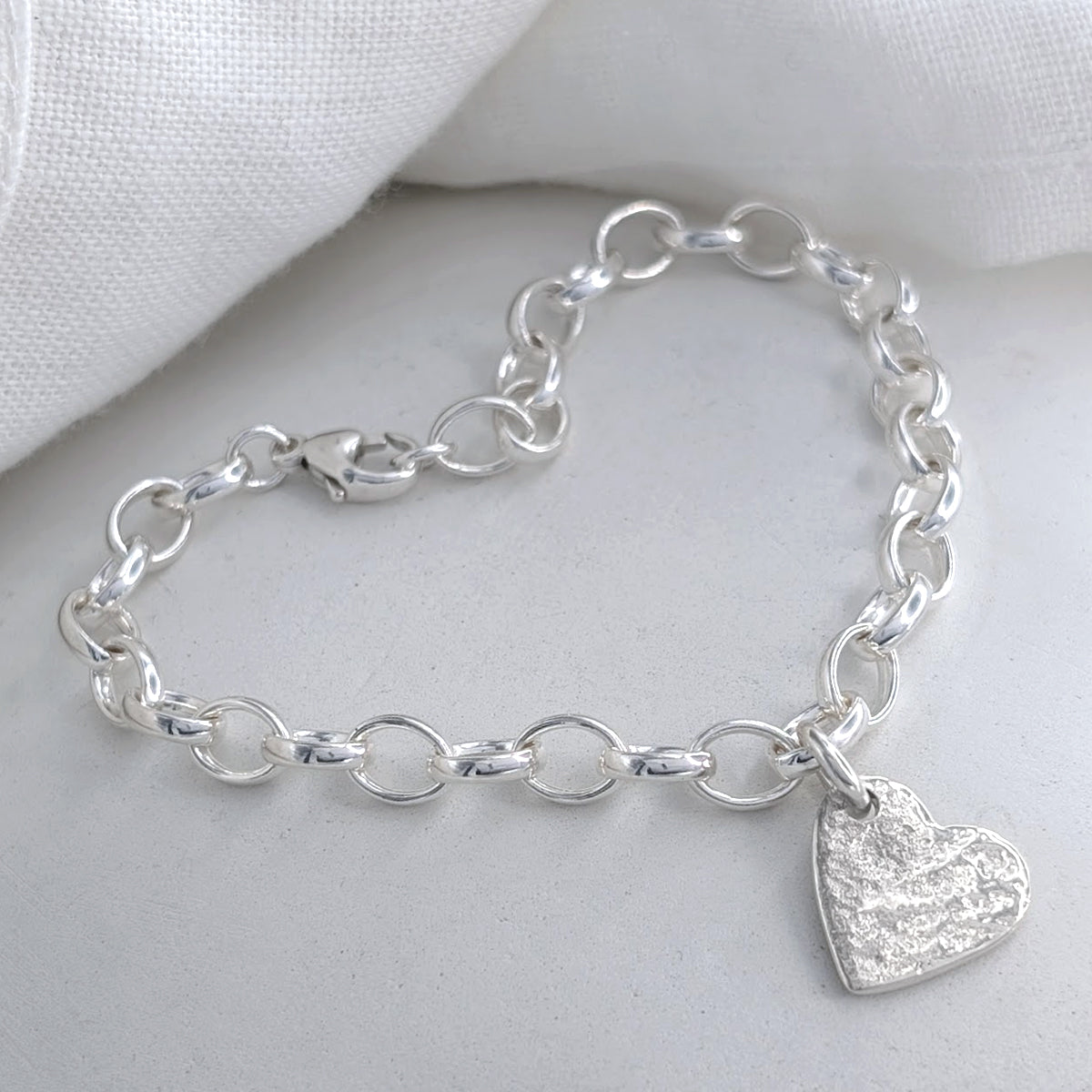 Memorial Ashes Imprint Heart Charm Bracelet