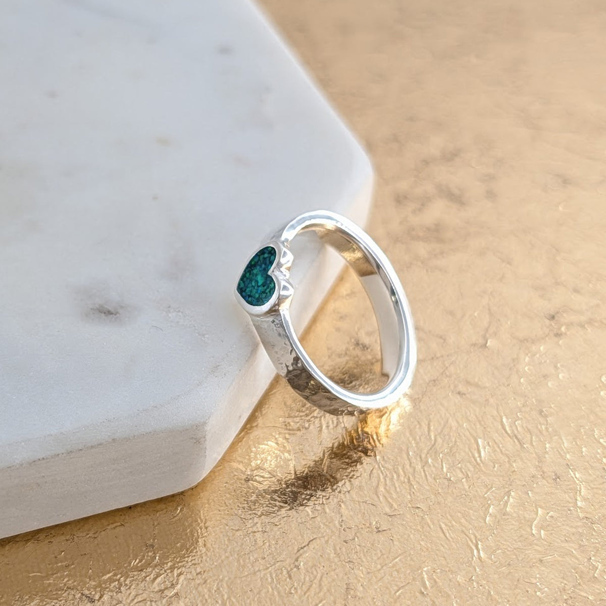 MEMORIAL ASHES HEART HAMMERED RING