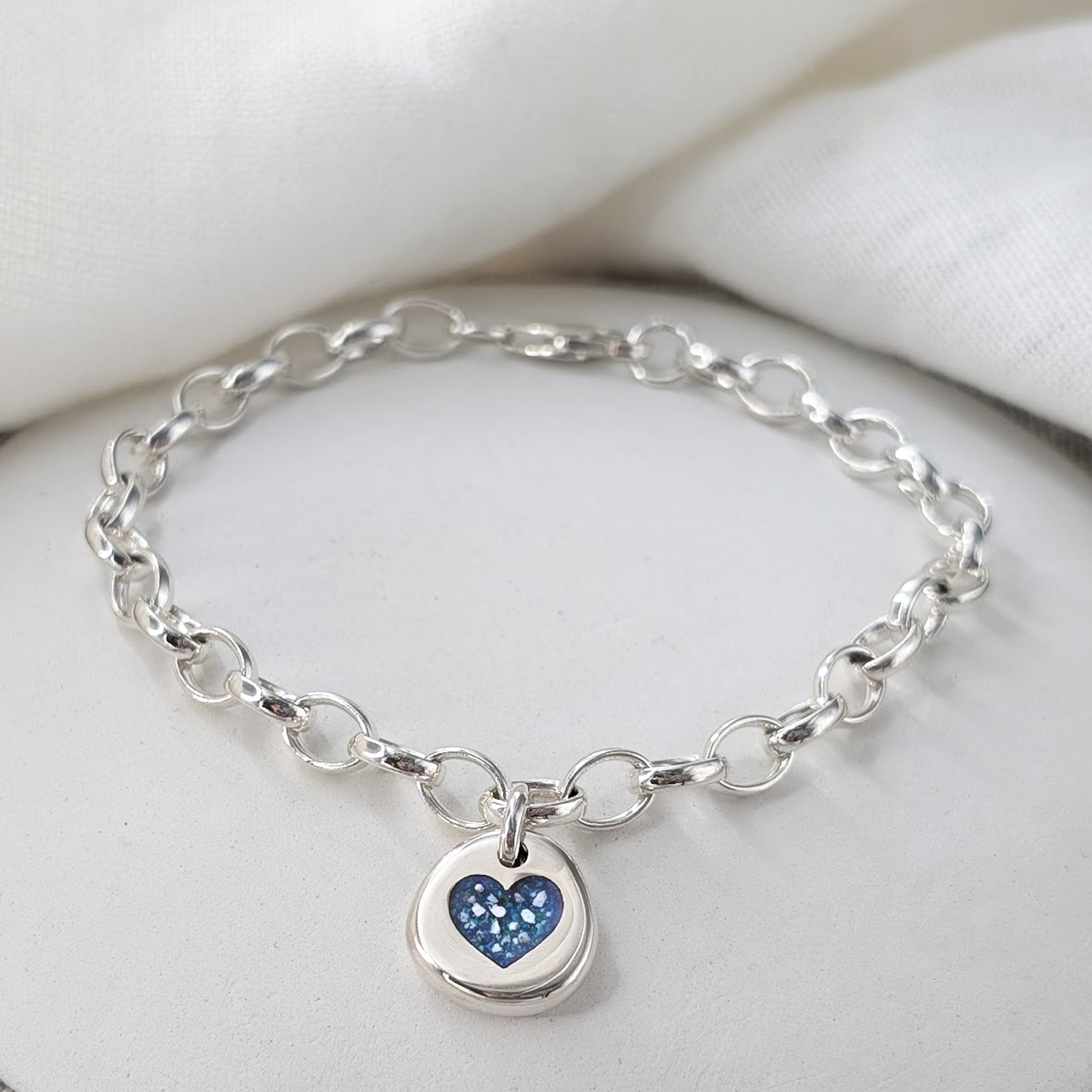 Cremation Ashes Memorial Jewellery | Nugget Heart Ashes Charm Bracelet