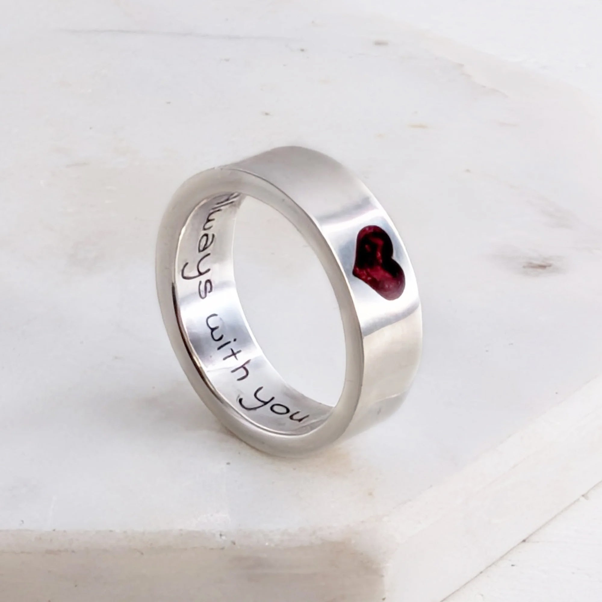 Memorial Ashes Inlaid Heart Ring | Cremation Ash Jewellery - Hold