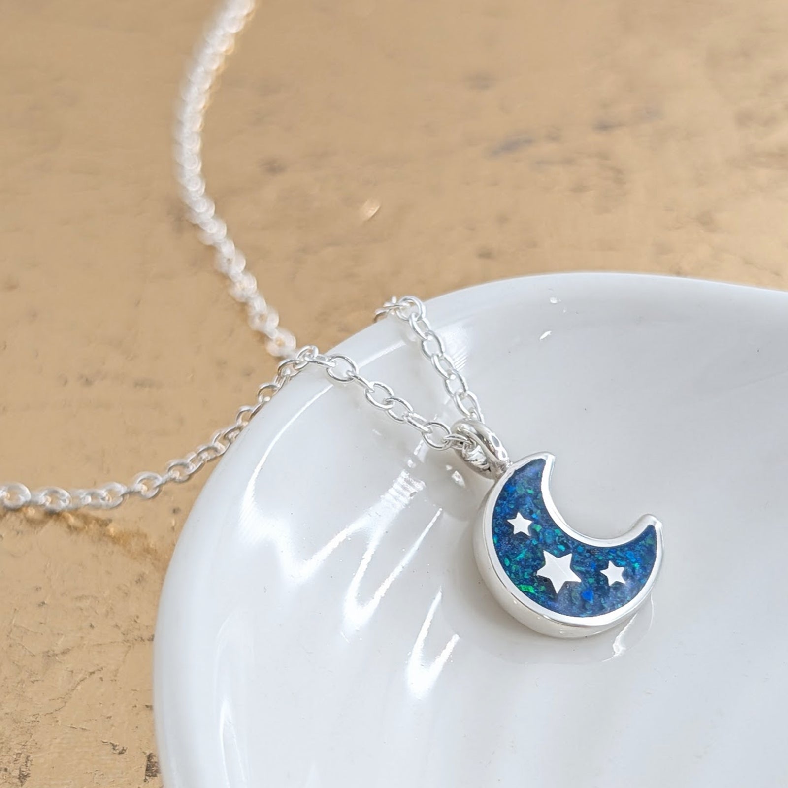  Moon and Stars Cremation ashes necklace handmade