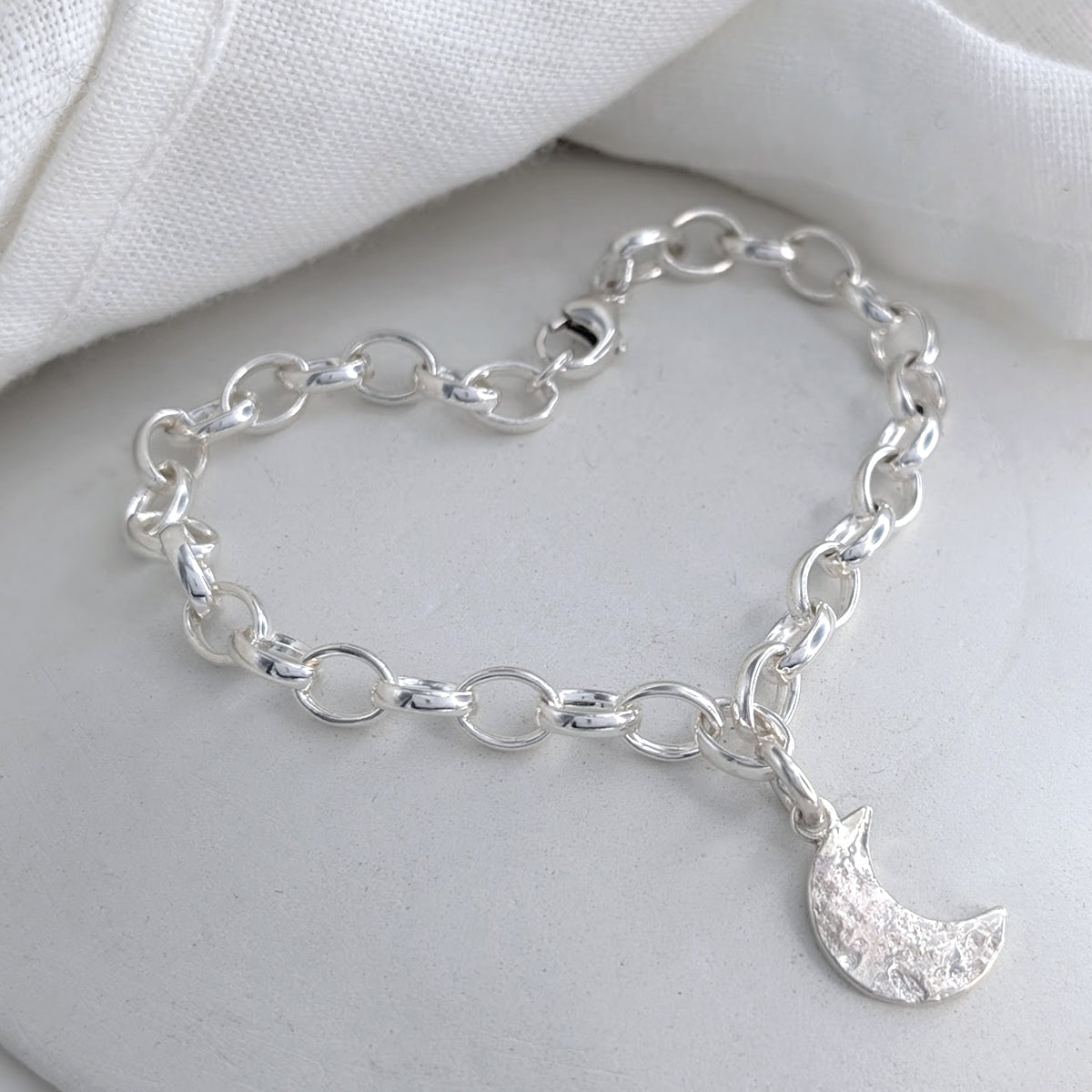 Memorial Ashes Imprint Moon Charm Bracelet