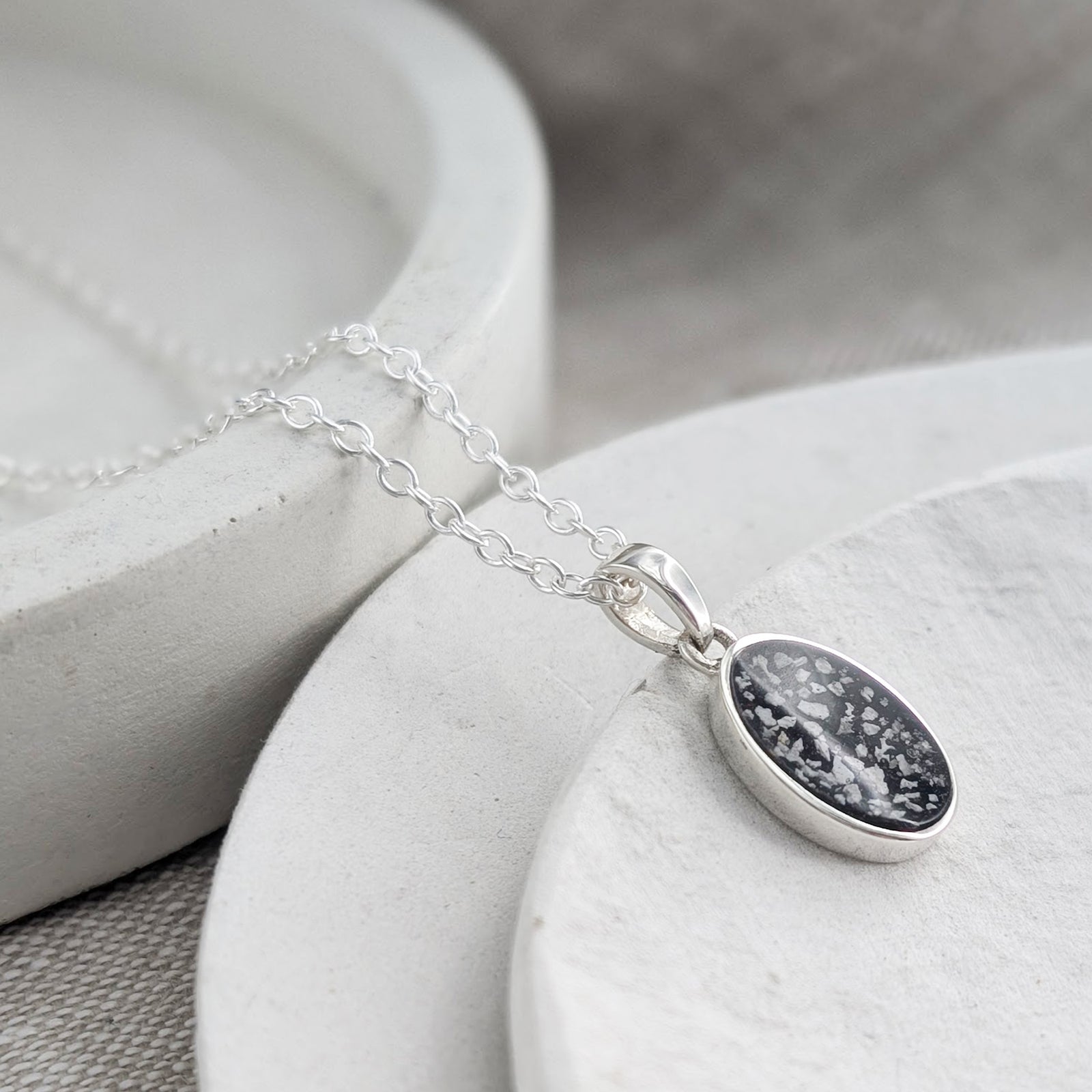 Oval Memorial Ashes Necklace