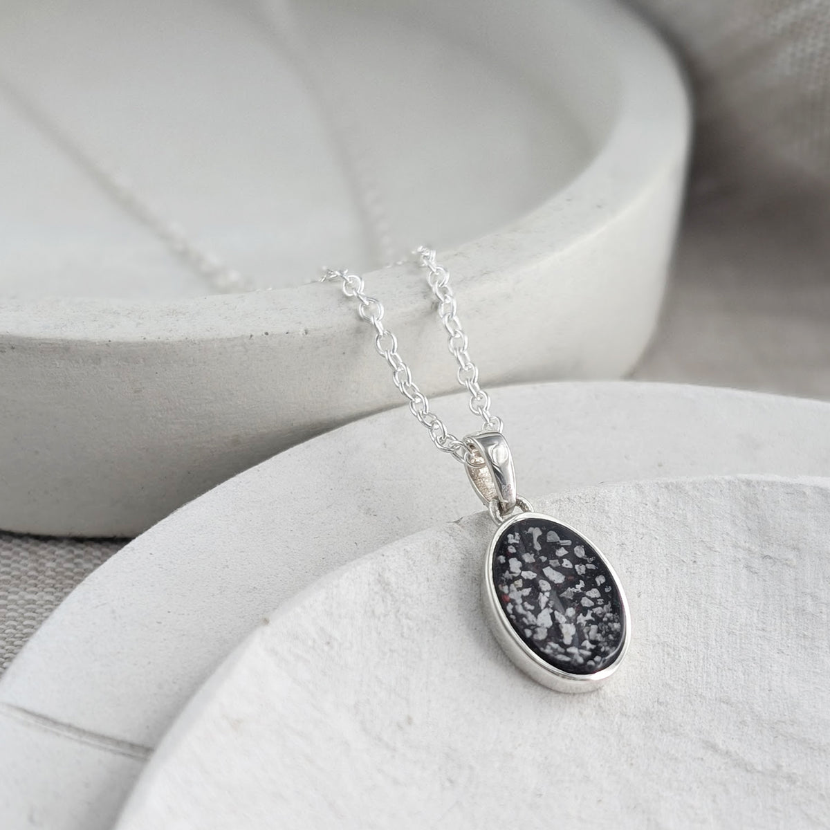 Oval Memorial Ashes Necklace