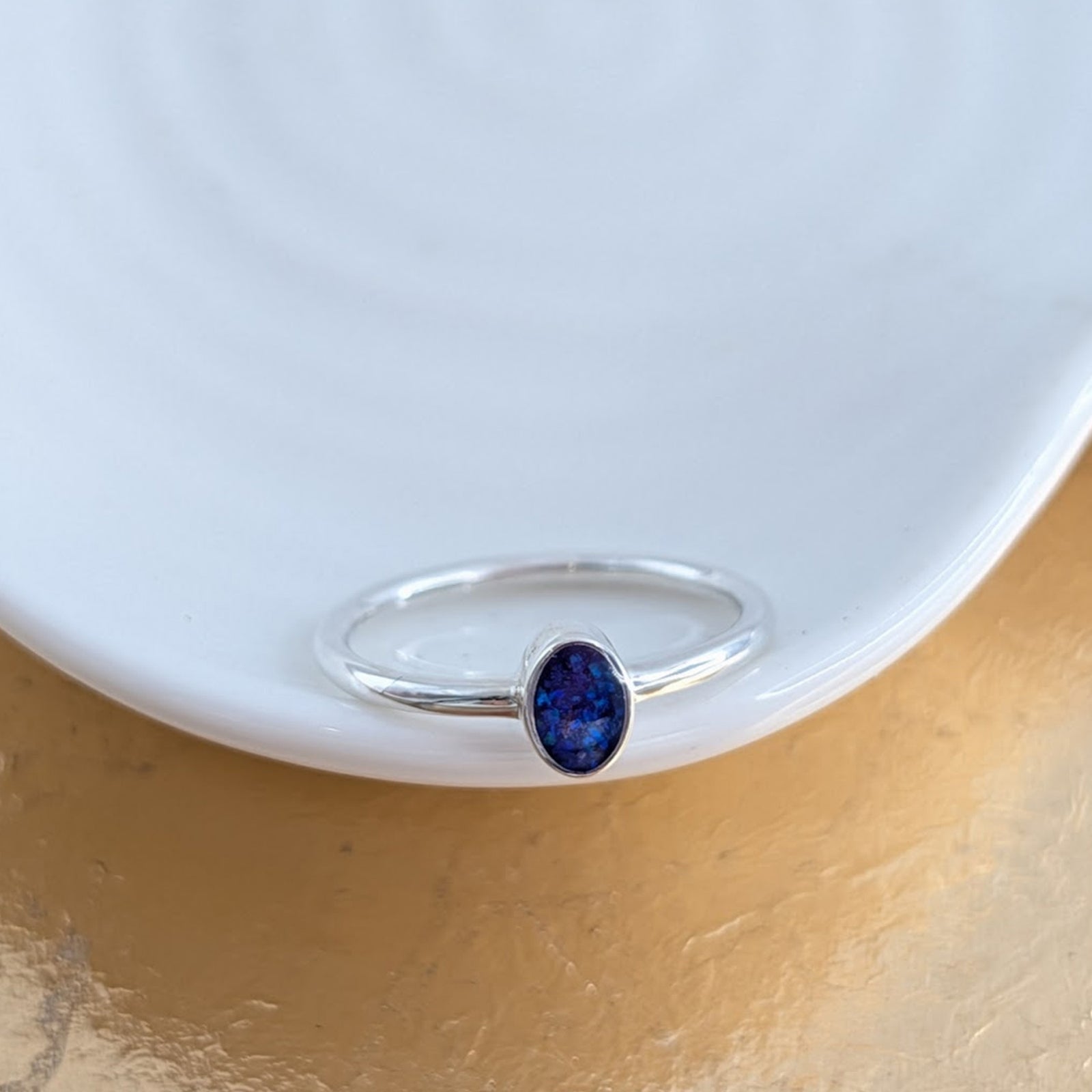 Memorial Ashes Silver Oval Ring