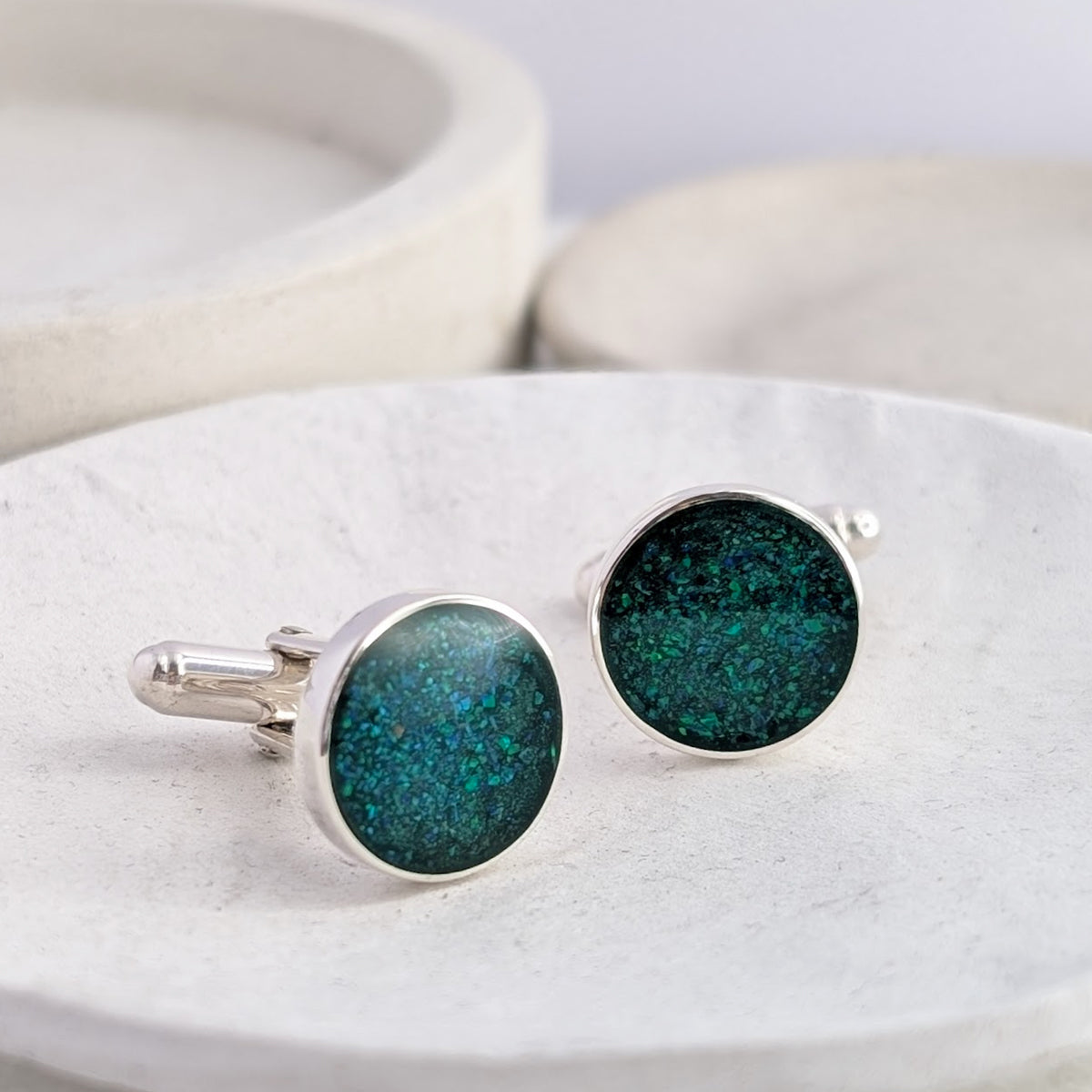 Memoruial Ashes Round Cufflinks
