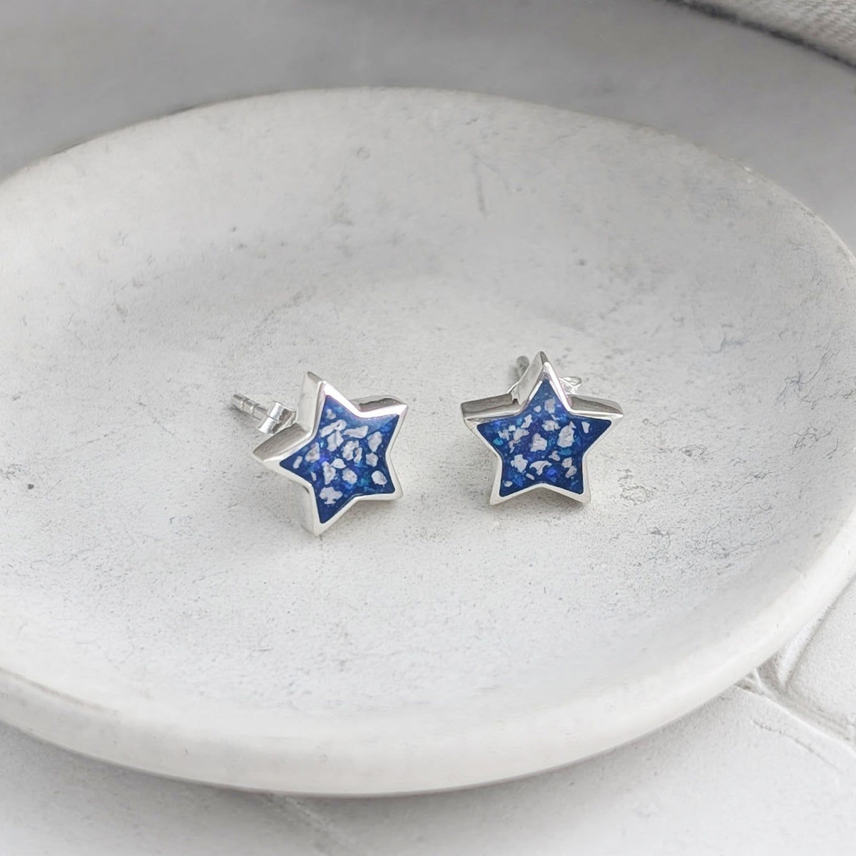 Memorial Ashes Star Silver Stud Earrings