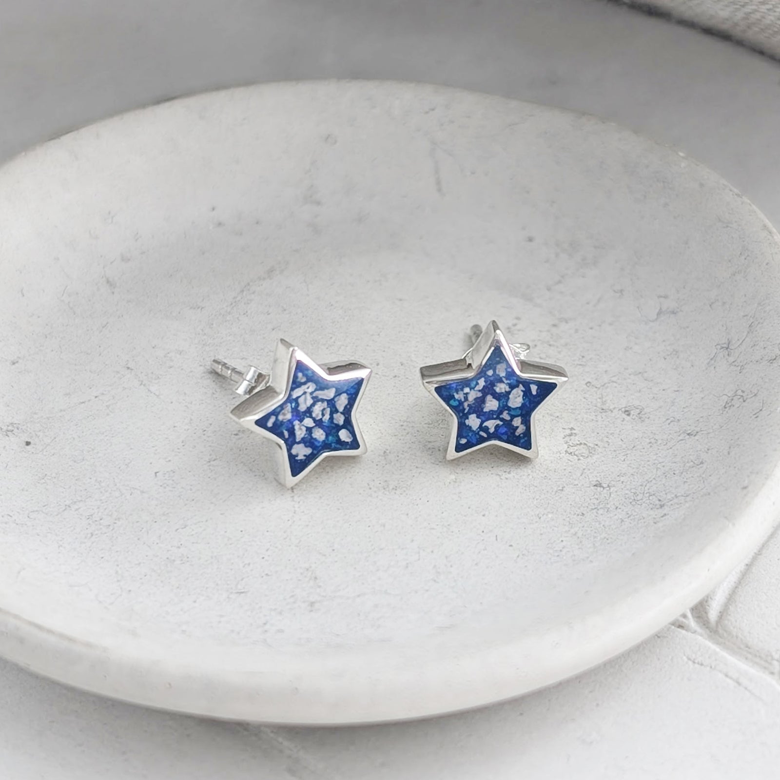 Memorial Ashes Star Silver Stud Earrings