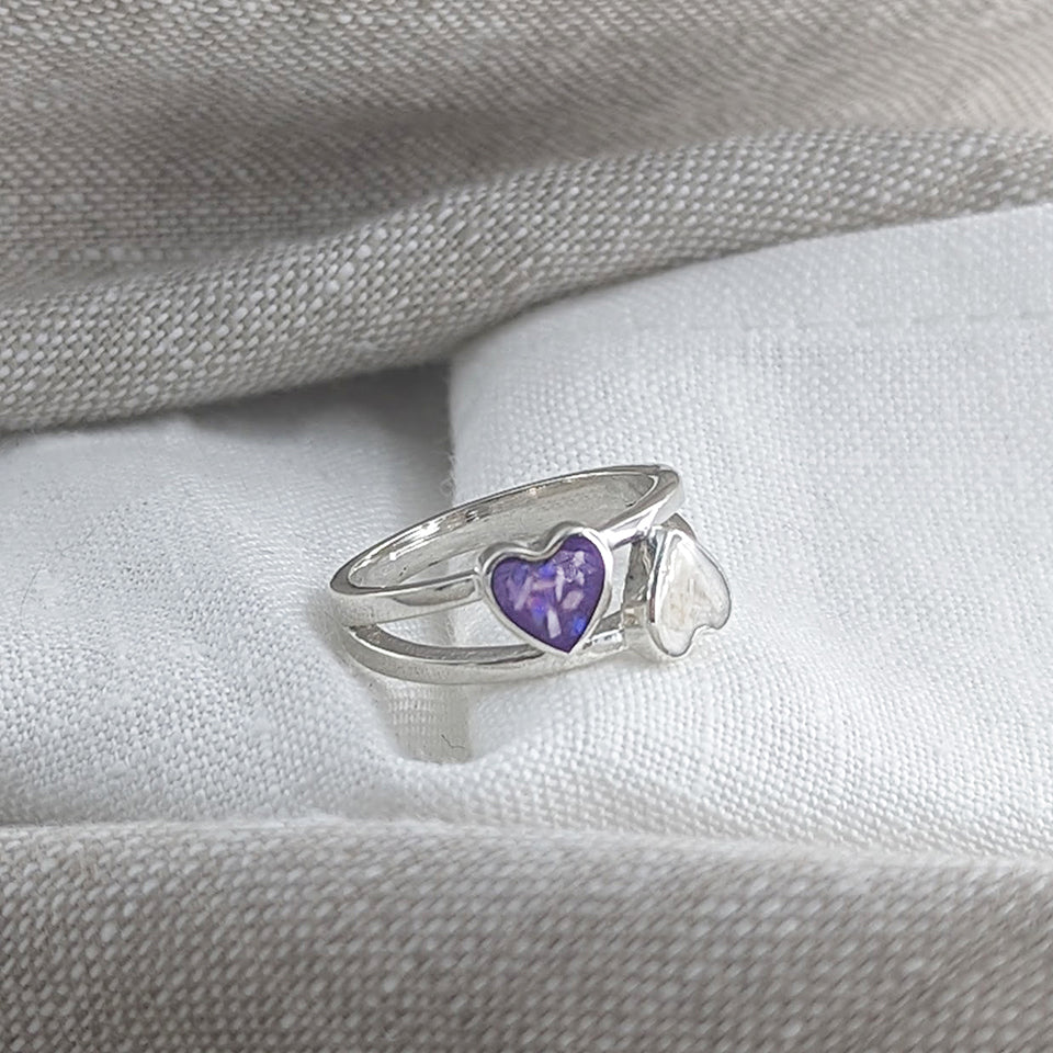 MEMORIAL ASHES DOUBLE HEART RING