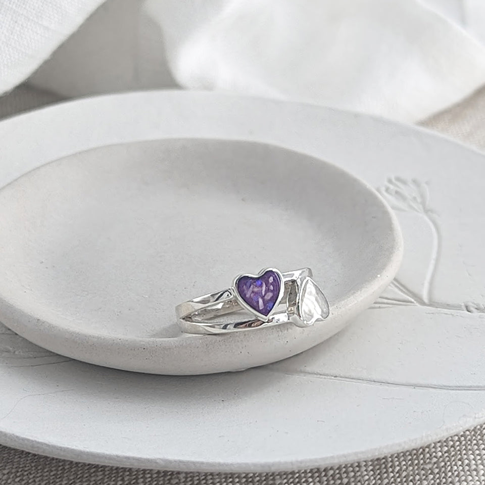 Memorial Ashes double heart ring