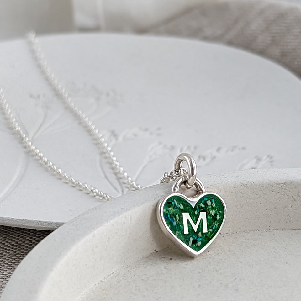 MEMORIAL ASHES INLAID INITIALS HEART CHARM