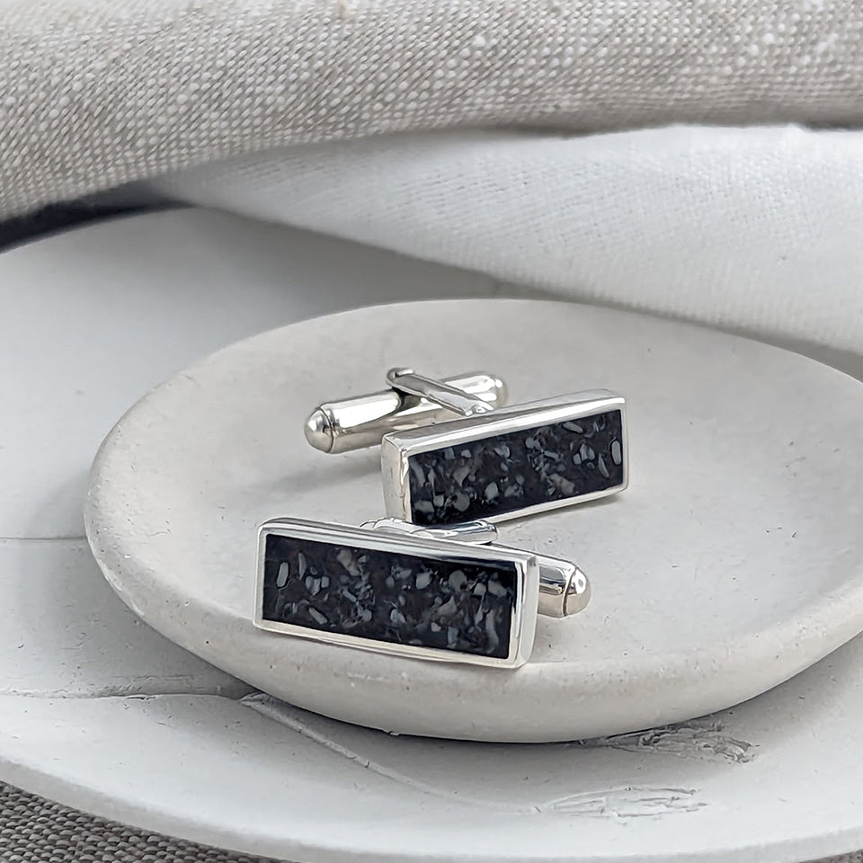 Memorial Ashes Silver Cufflinks
