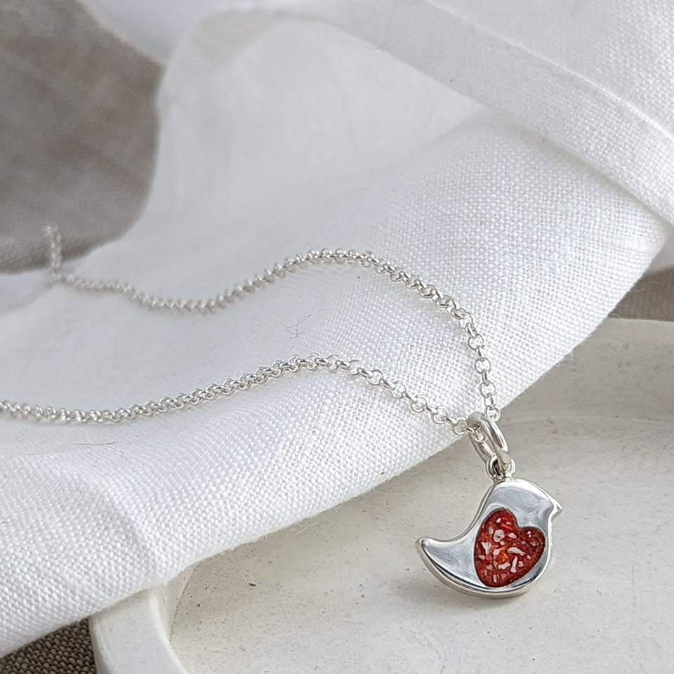 Robin Cremation Ashes Charm Necklace