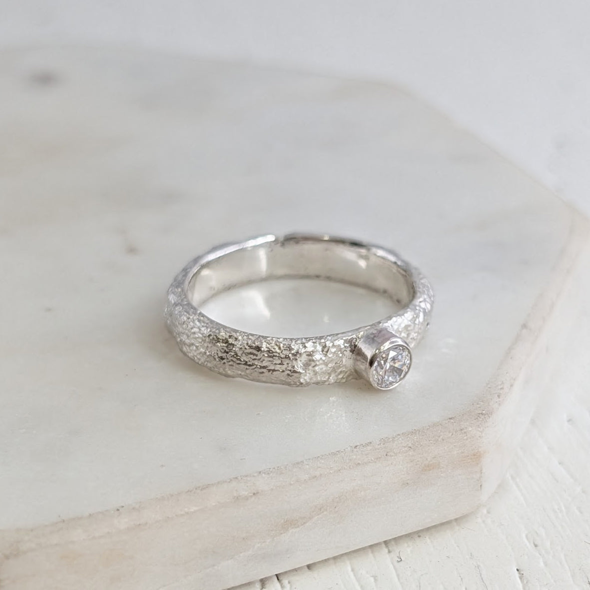 secret ashes - beneather gemstone, handmade silver or gold textured ring