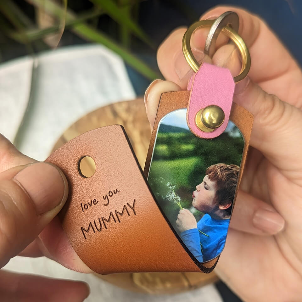 Personalised Photo Leather Keyring For Mum - Mother's Day Gift