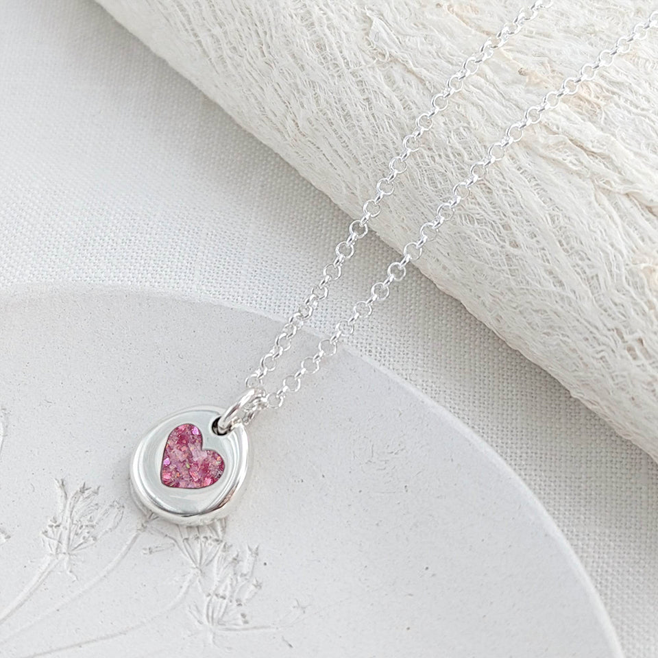 Cremation Ashes Memorial Jewellery | Nugget and Heart Ashes Necklace