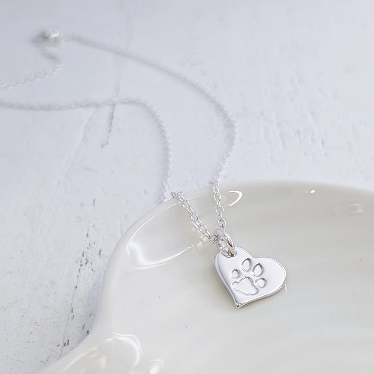 Pawprint Heart Charm in Silver or Gold - made using your Pet's own Paw Print