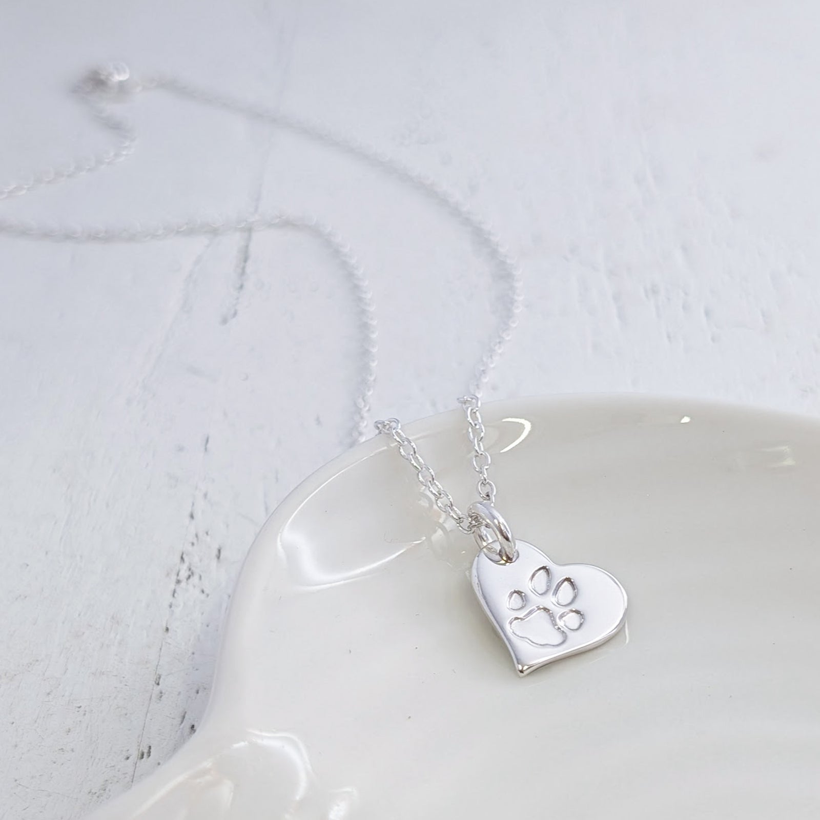 Pawprint Heart Charm in Silver or Gold - made using your Pet's own Paw Print