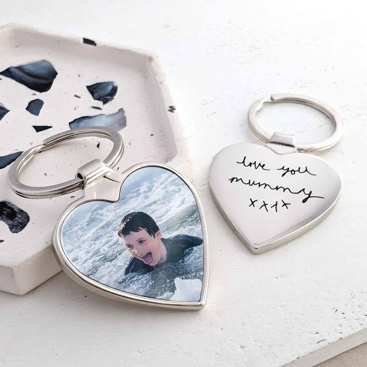 Personalised Photo Heart Keyring