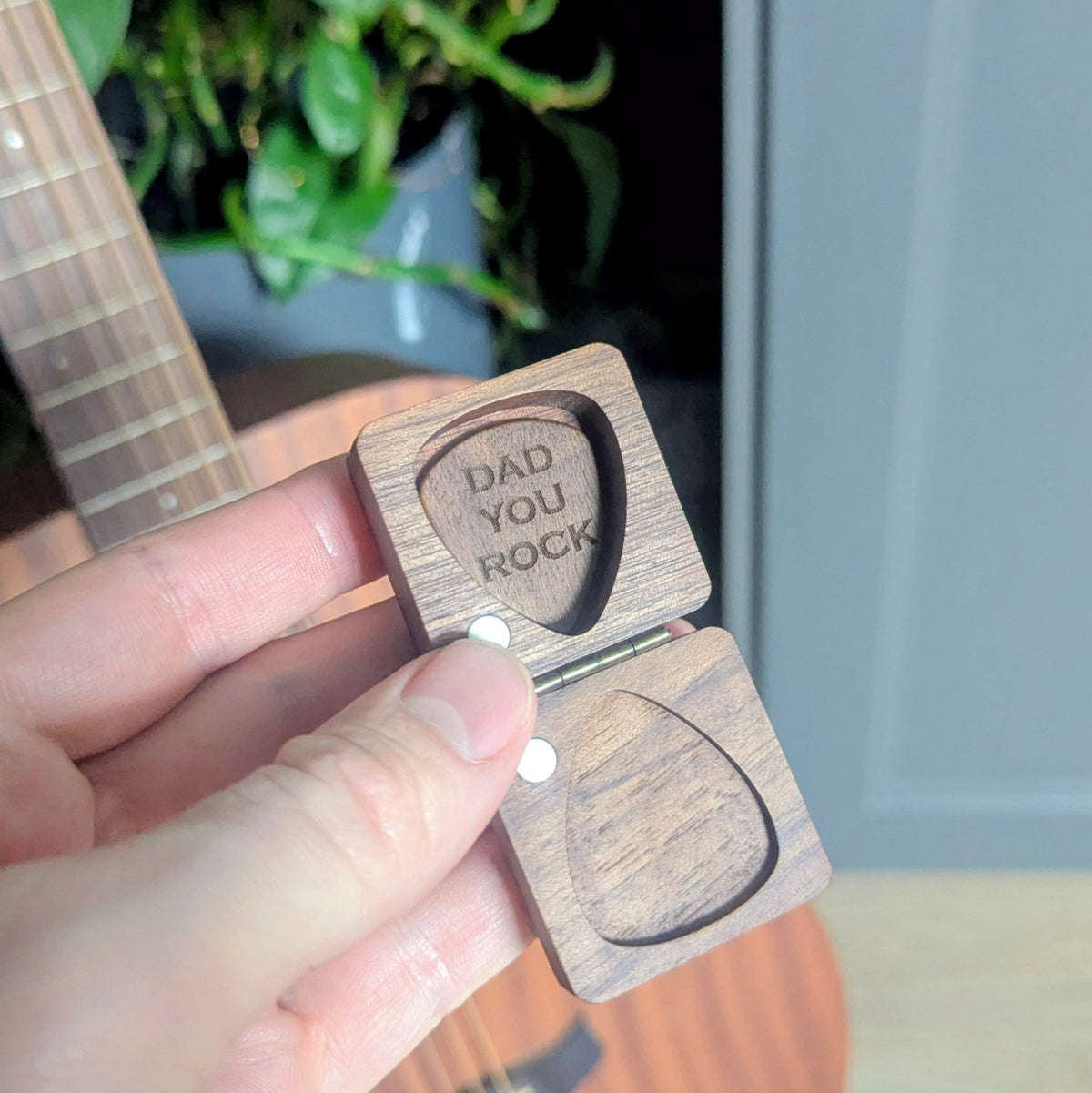 Personalised Fingerprint Guitar Plectrum pick with storage box