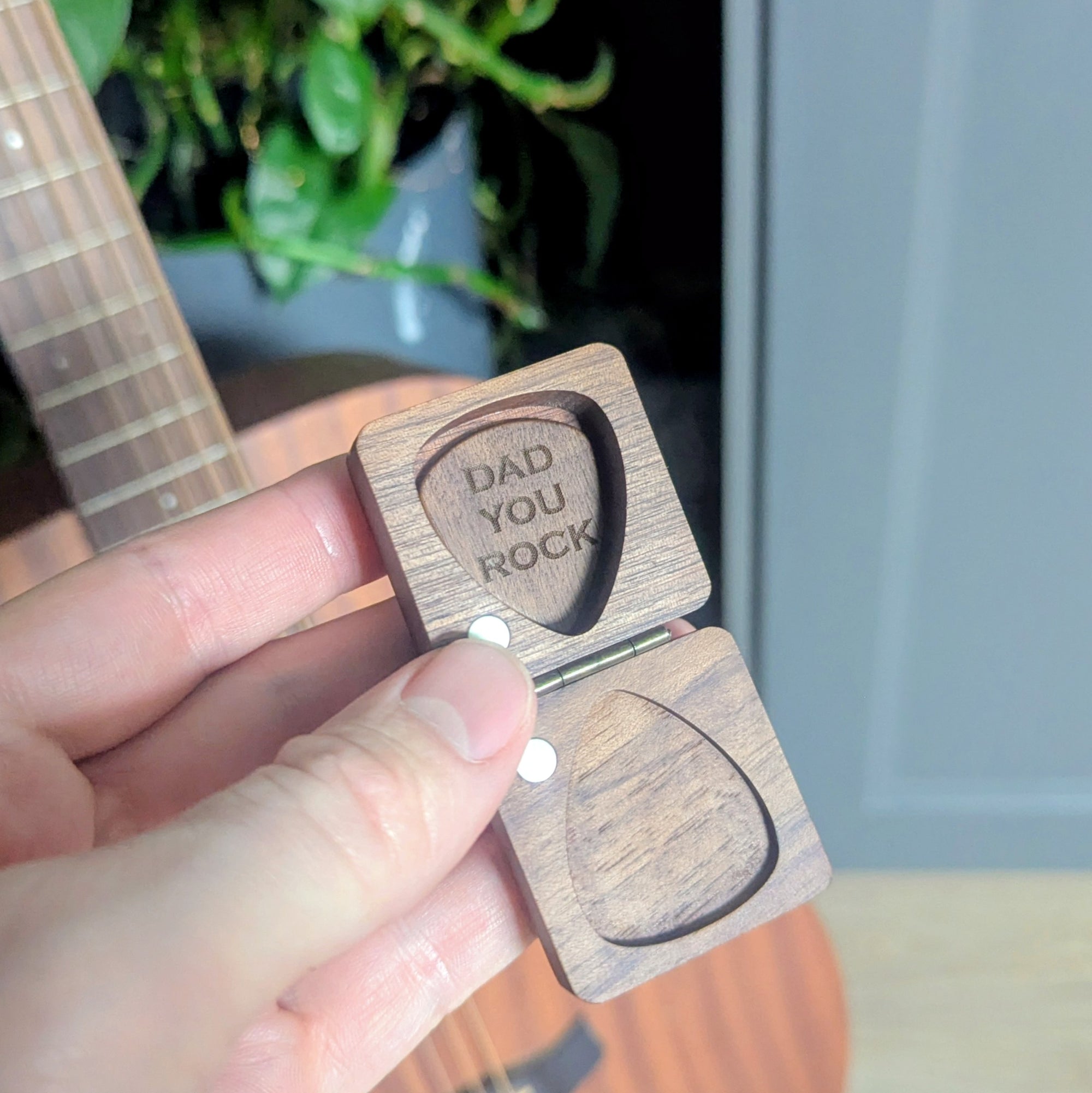 Personalised Fingerprint Guitar Plectrum pick with storage box