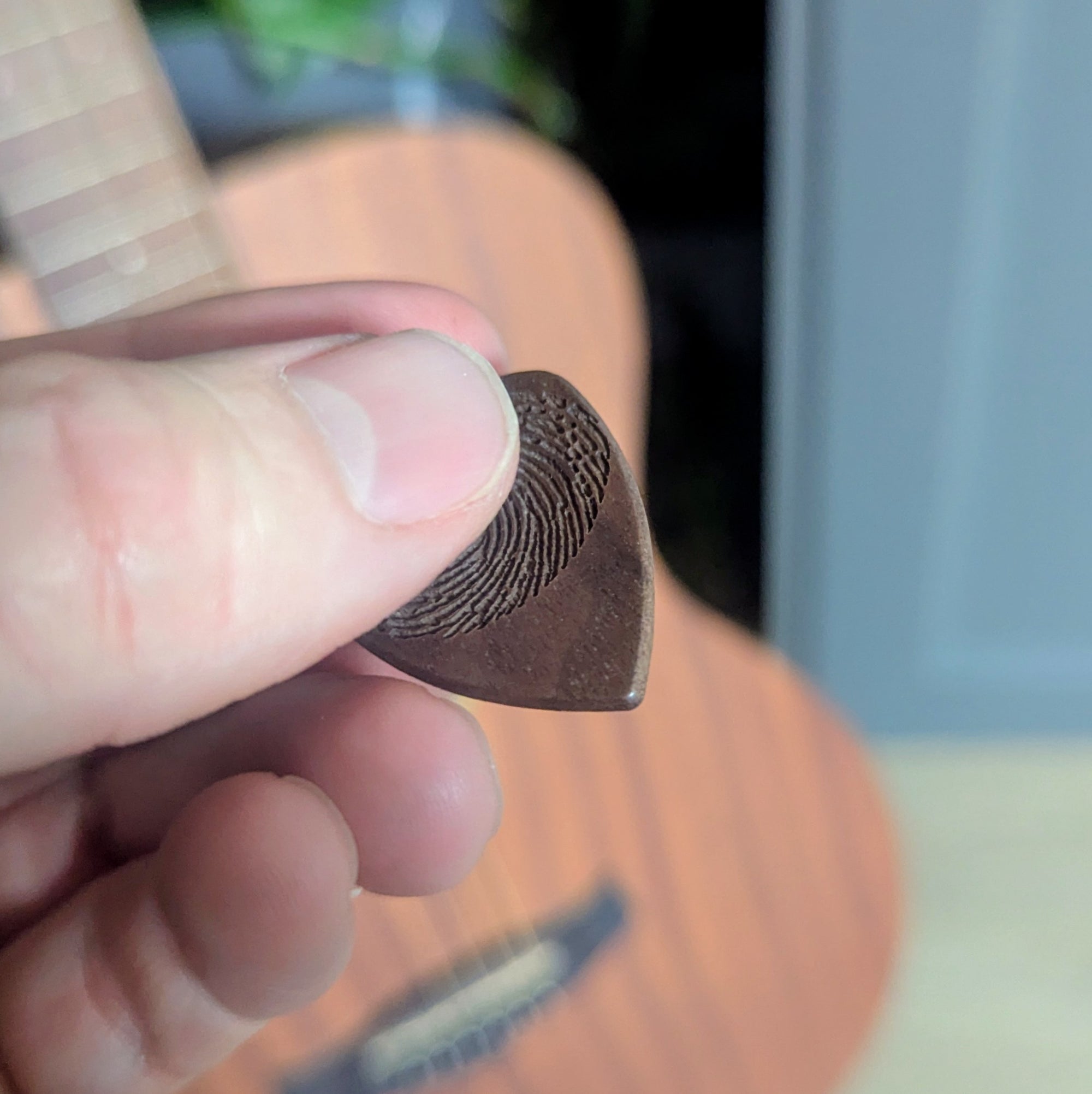 Personalised Fingerprint Guitar Plectrum pick with storage box